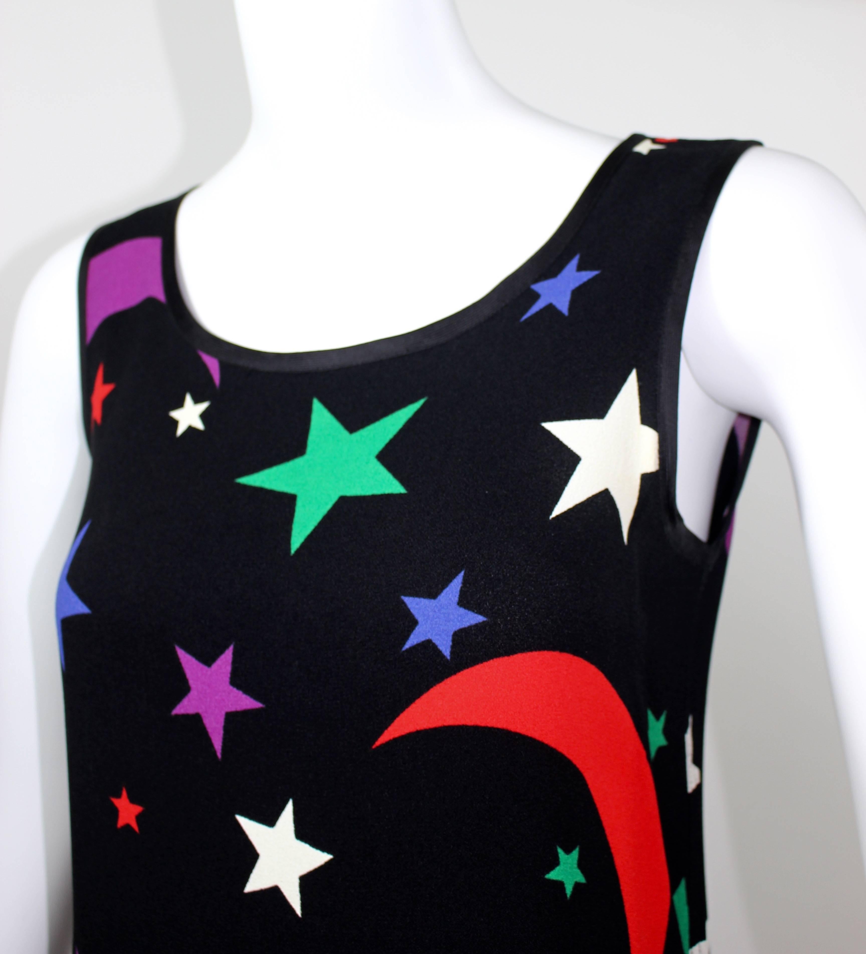 1979 YSL Yves Saint Laurent Moon & Stars Sleeveless Top Documented In Excellent Condition In Boca Raton, FL