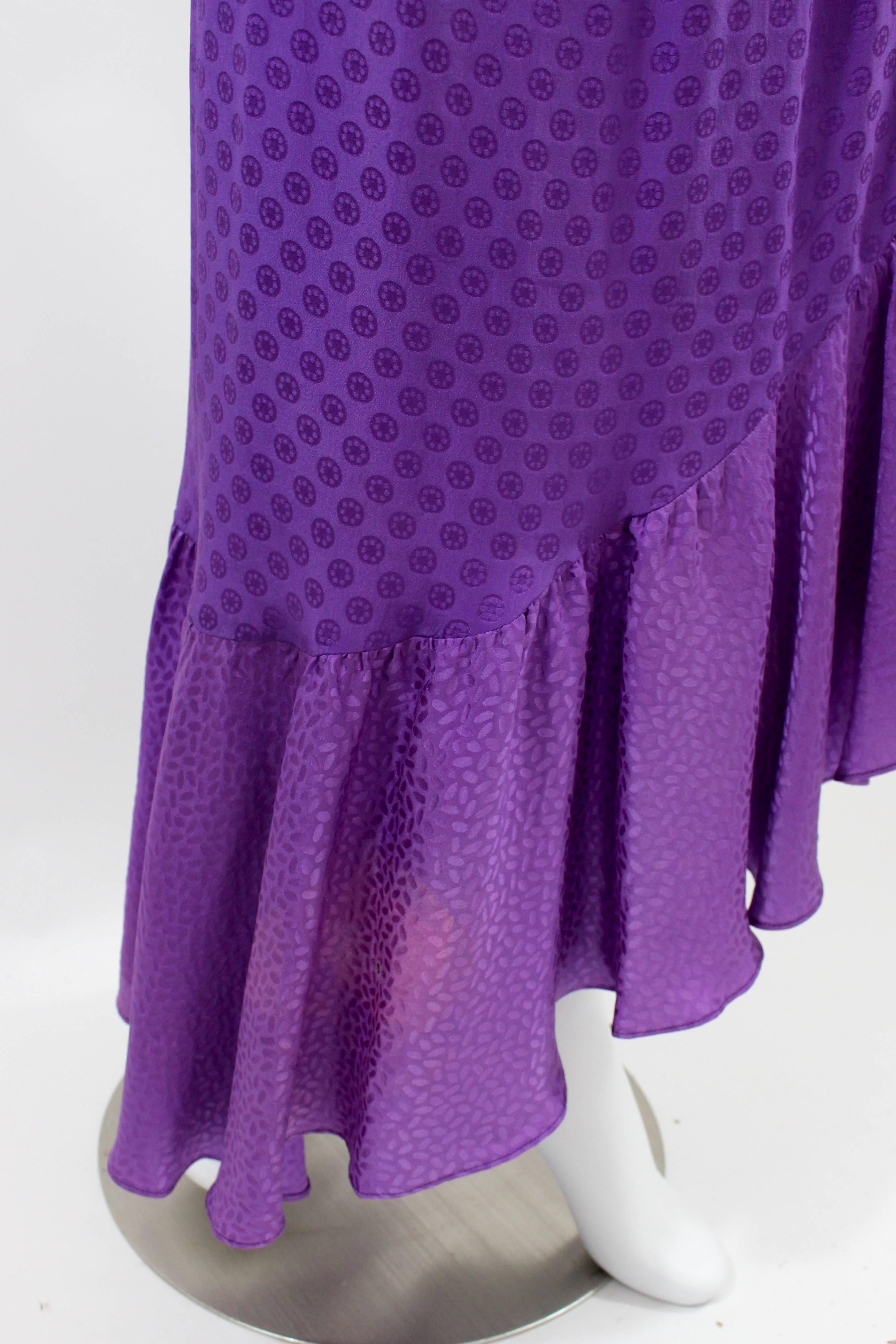 1970s Yves Saint Laurent Purple Silk Ruffle Skirt 1