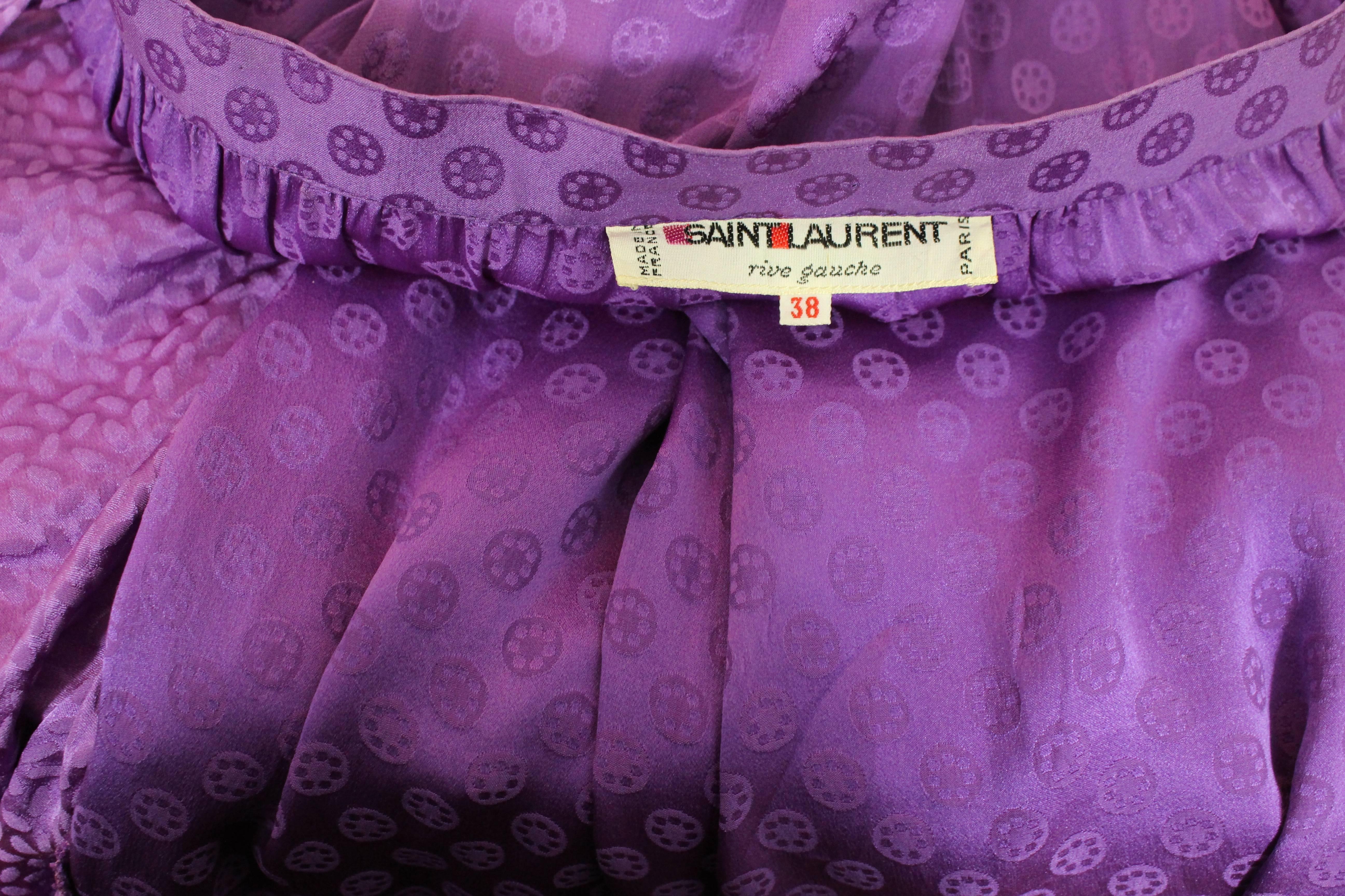 1970s Yves Saint Laurent Purple Silk Ruffle Skirt 2