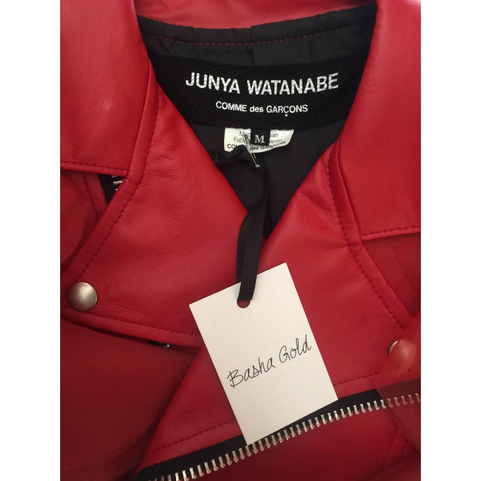 2012 Junya Watanabe Comme Des Garcons Red Faux Leather Ruffle Cropped Jacket 5