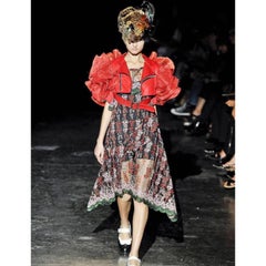2012 Junya Watanabe Comme Des Garcons Red Faux Leather Ruffle Cropped Jacket