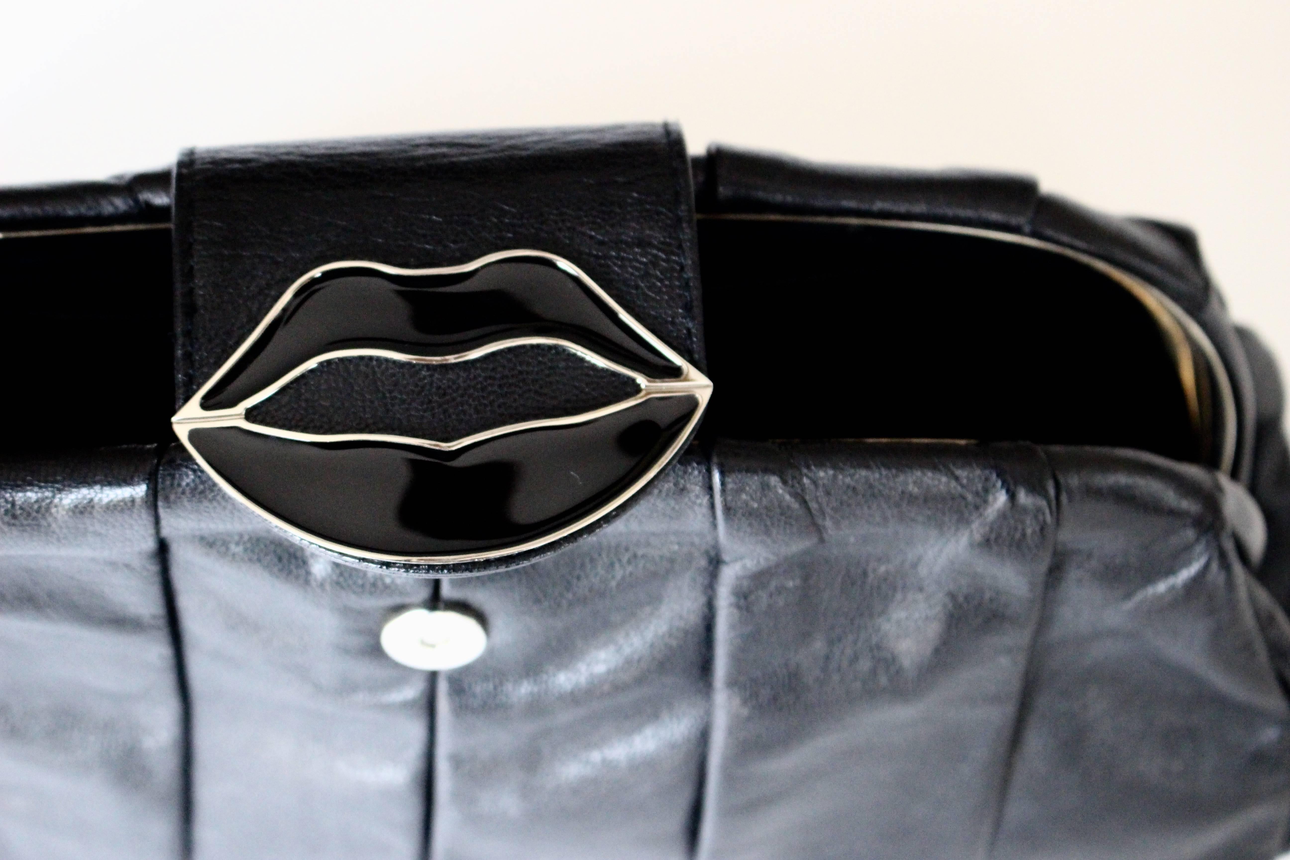 Gray Yves Saint Laurent Black Dali Lips Clutch YSL 2003 Tom Ford Era Collectors