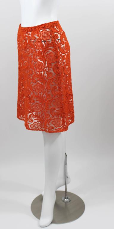 prada orange skirt