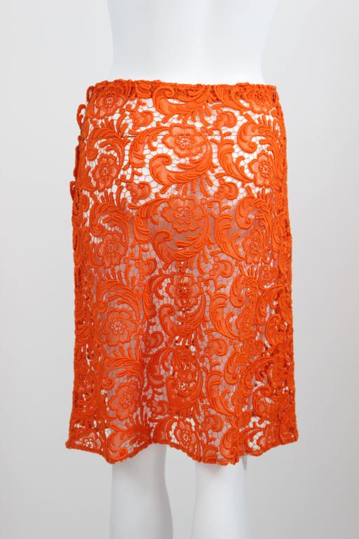 prada orange skirt