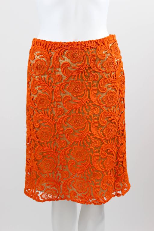 prada orange skirt