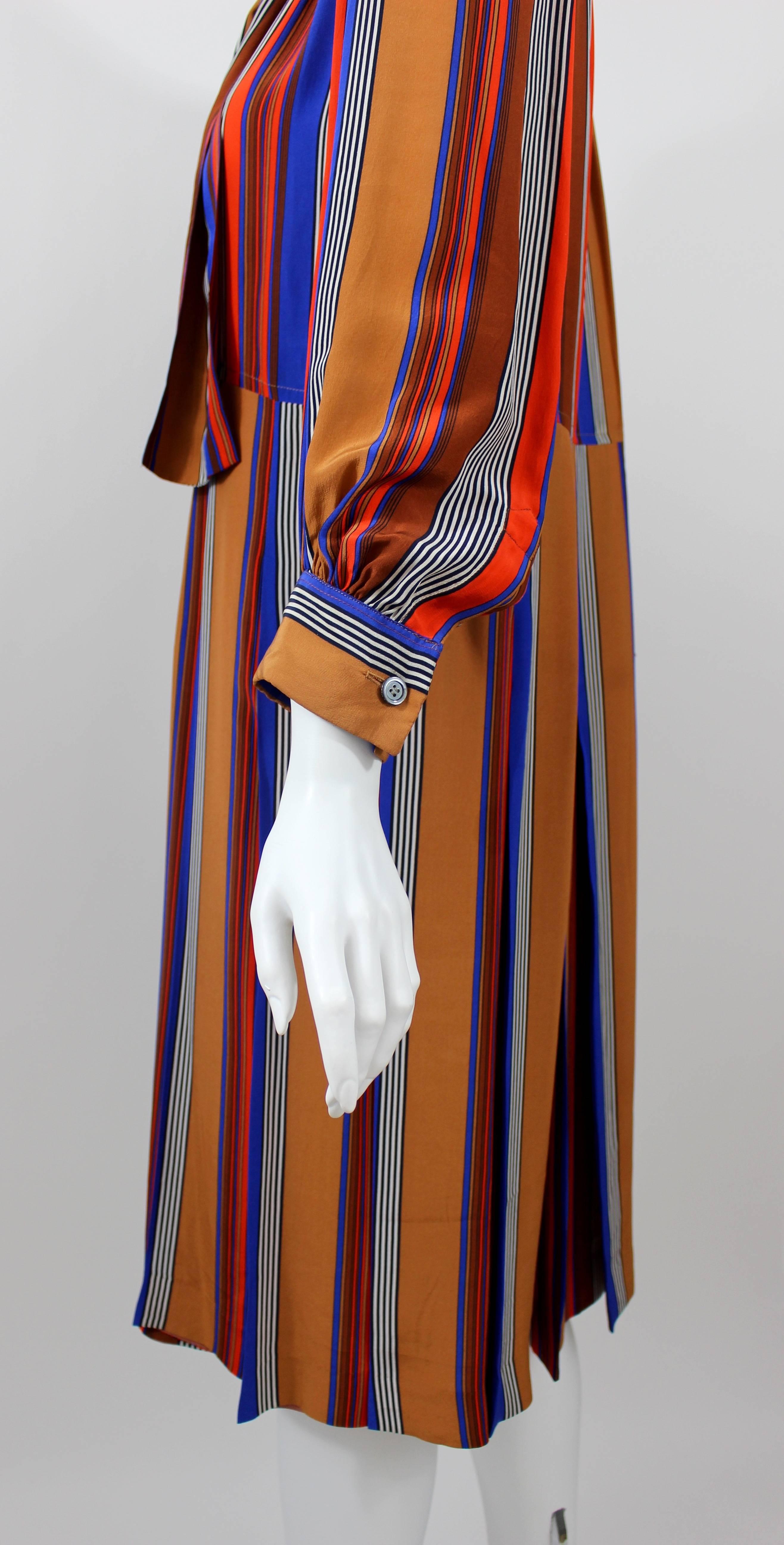 Vintage Yves Saint Laurent Striped Silk Dress For Sale 1