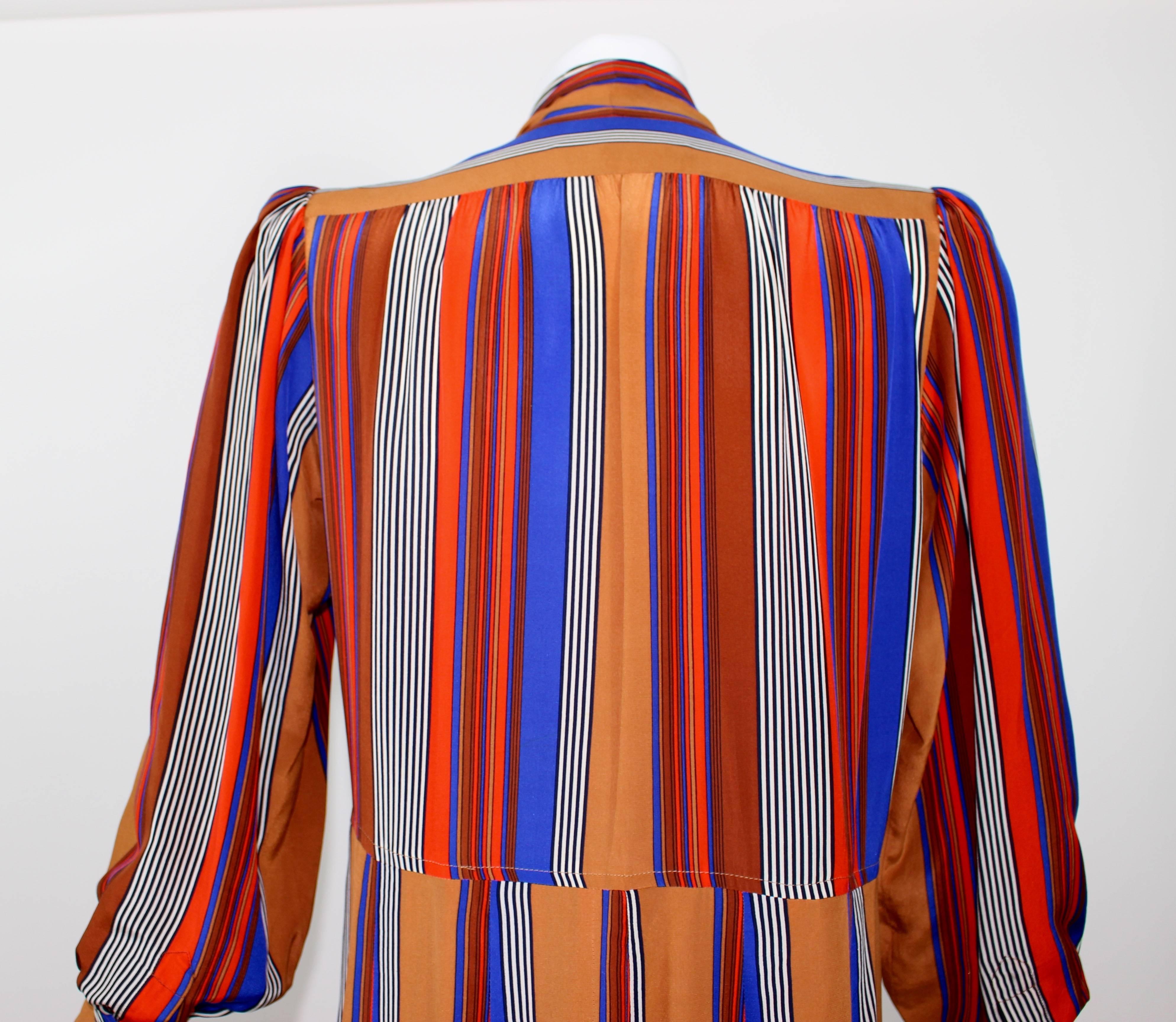 Vintage Yves Saint Laurent Striped Silk Dress For Sale 3