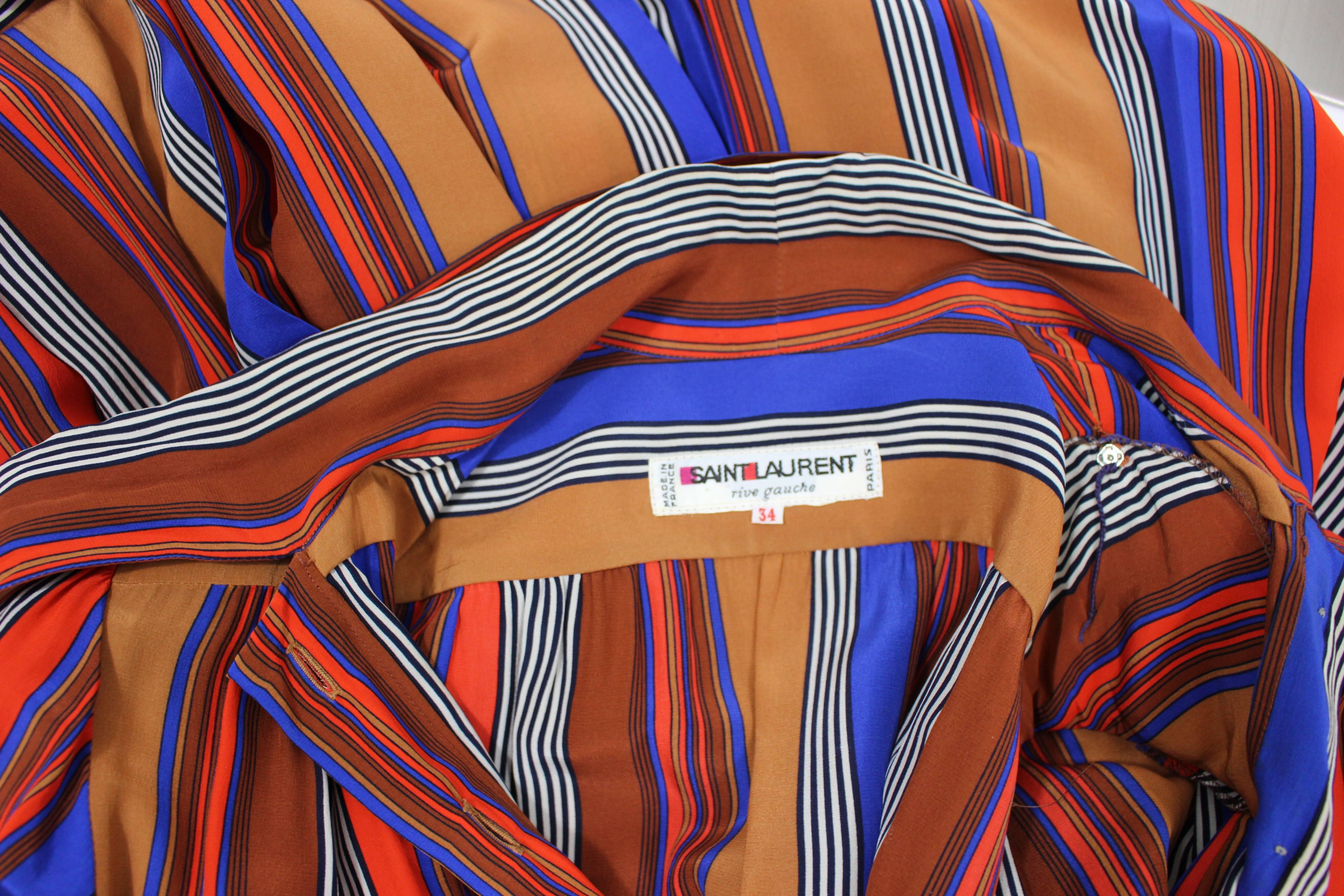 Vintage Yves Saint Laurent Striped Silk Dress For Sale 4