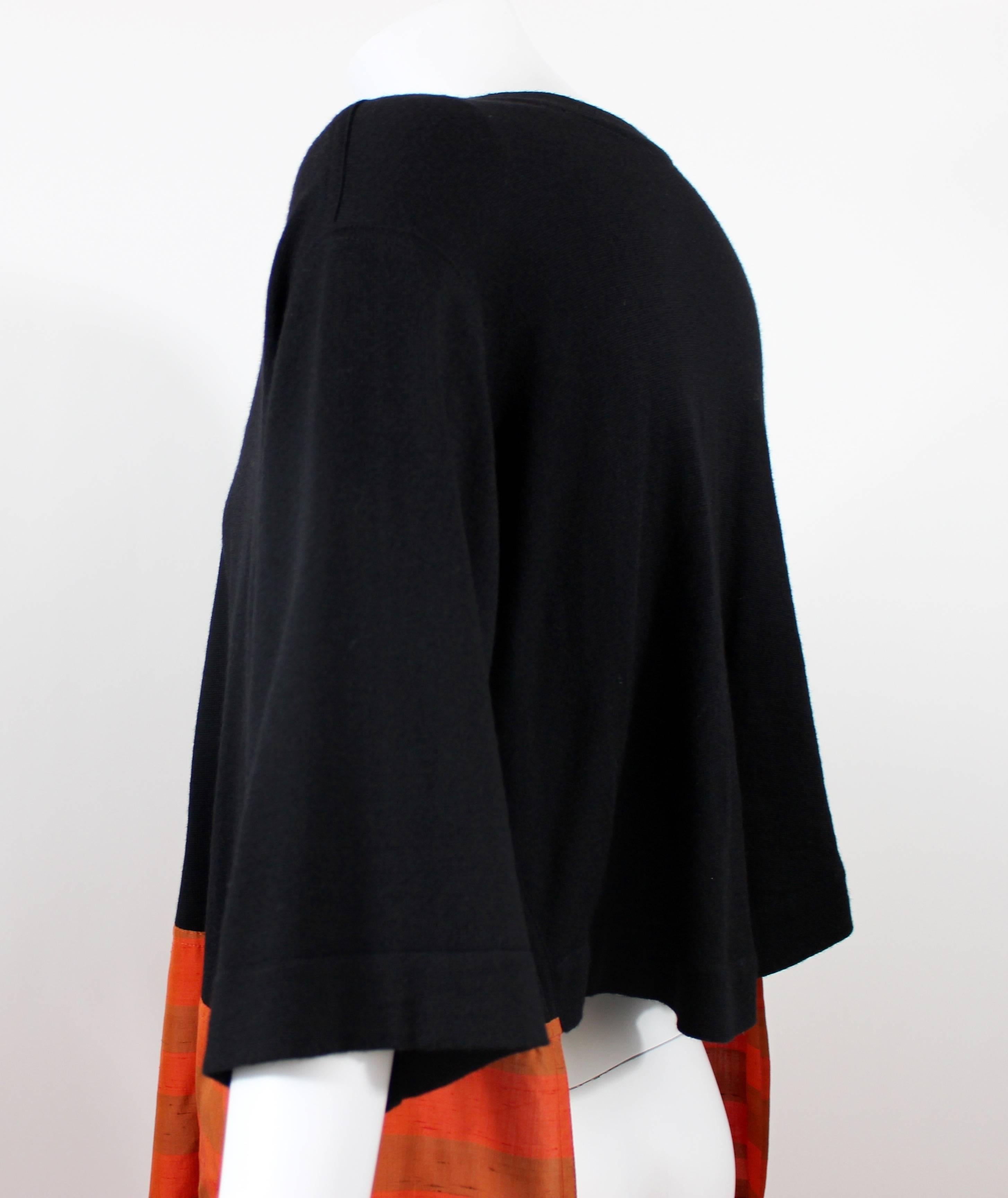 Vintage Gianfranco Ferre Black Wool & Orange Stripe Silk Sweater & Shawl 2