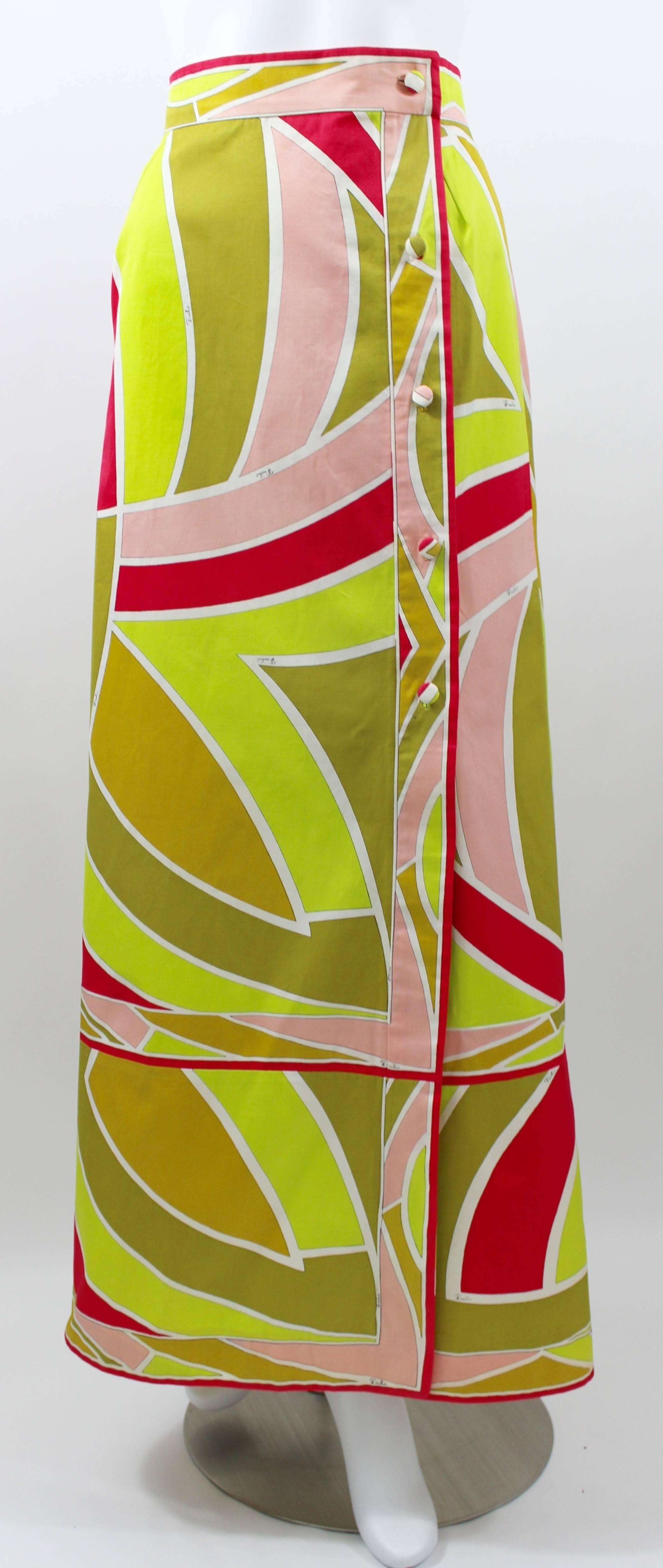 Women's 1960s Emilio Pucci Cotton Print Maxi Skirt