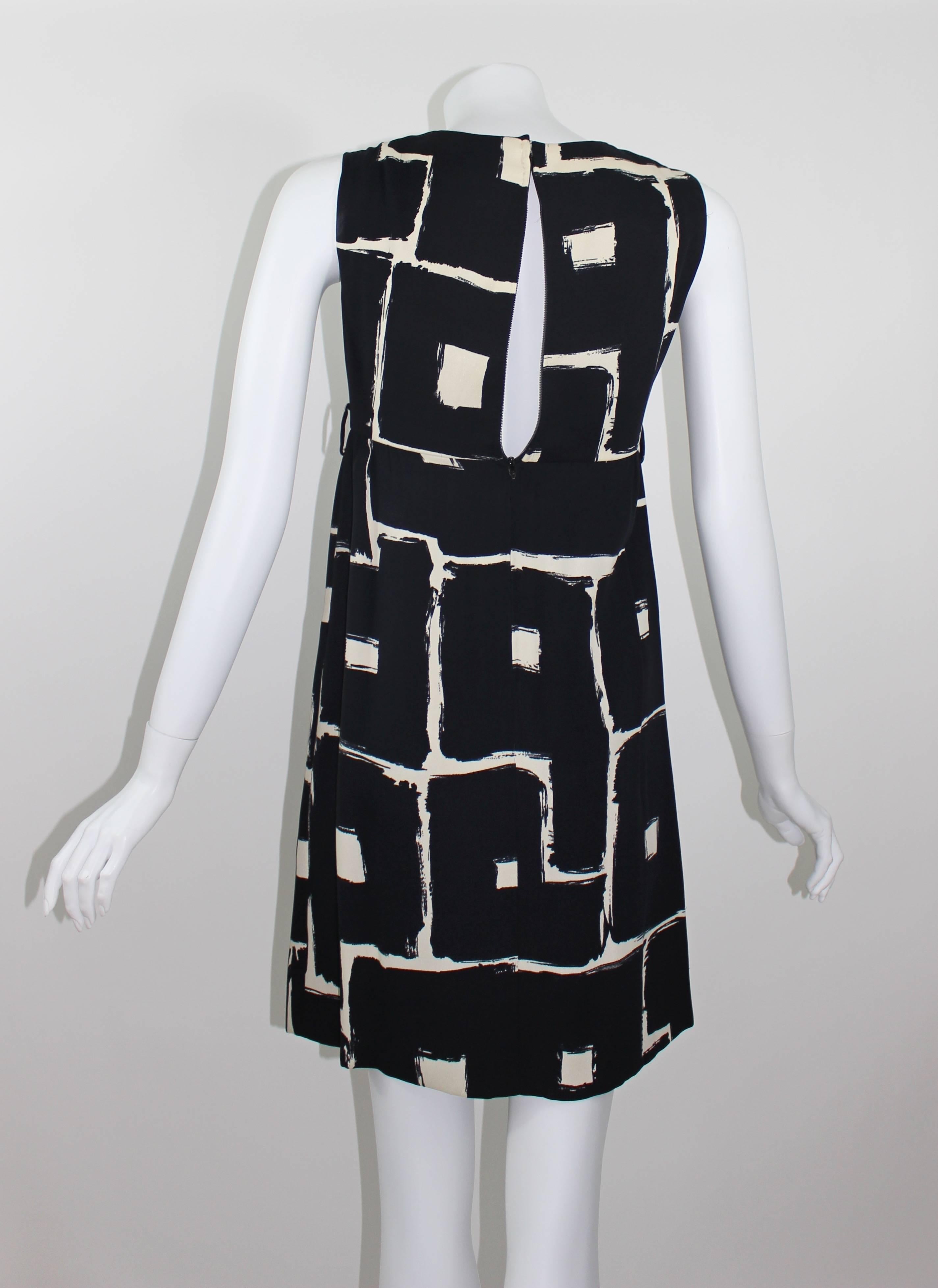 Galanos Mod Black and White Print Dress, 1960s  In Excellent Condition In Boca Raton, FL