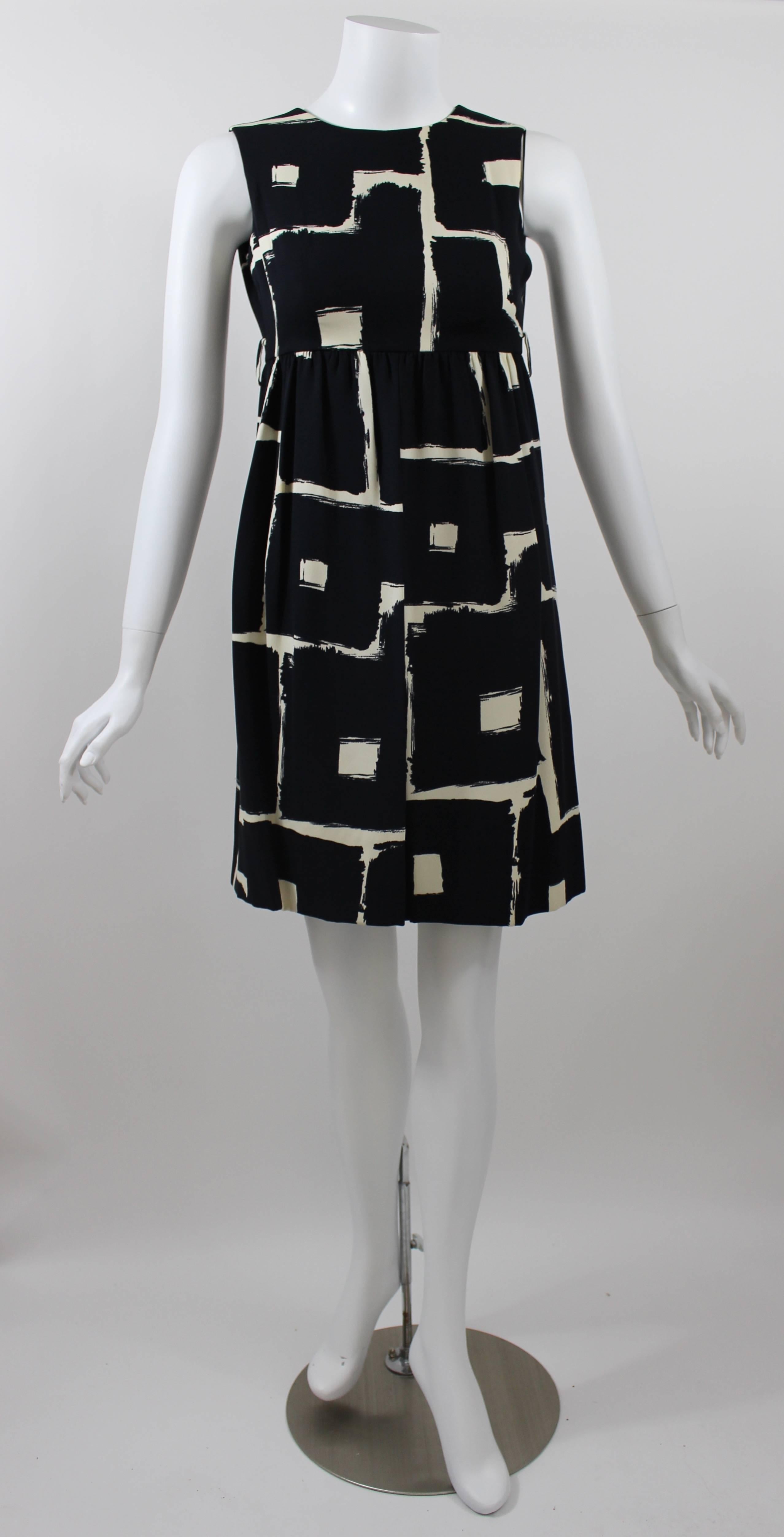 Women's Galanos Mod Black and White Print Dress, 1960s 