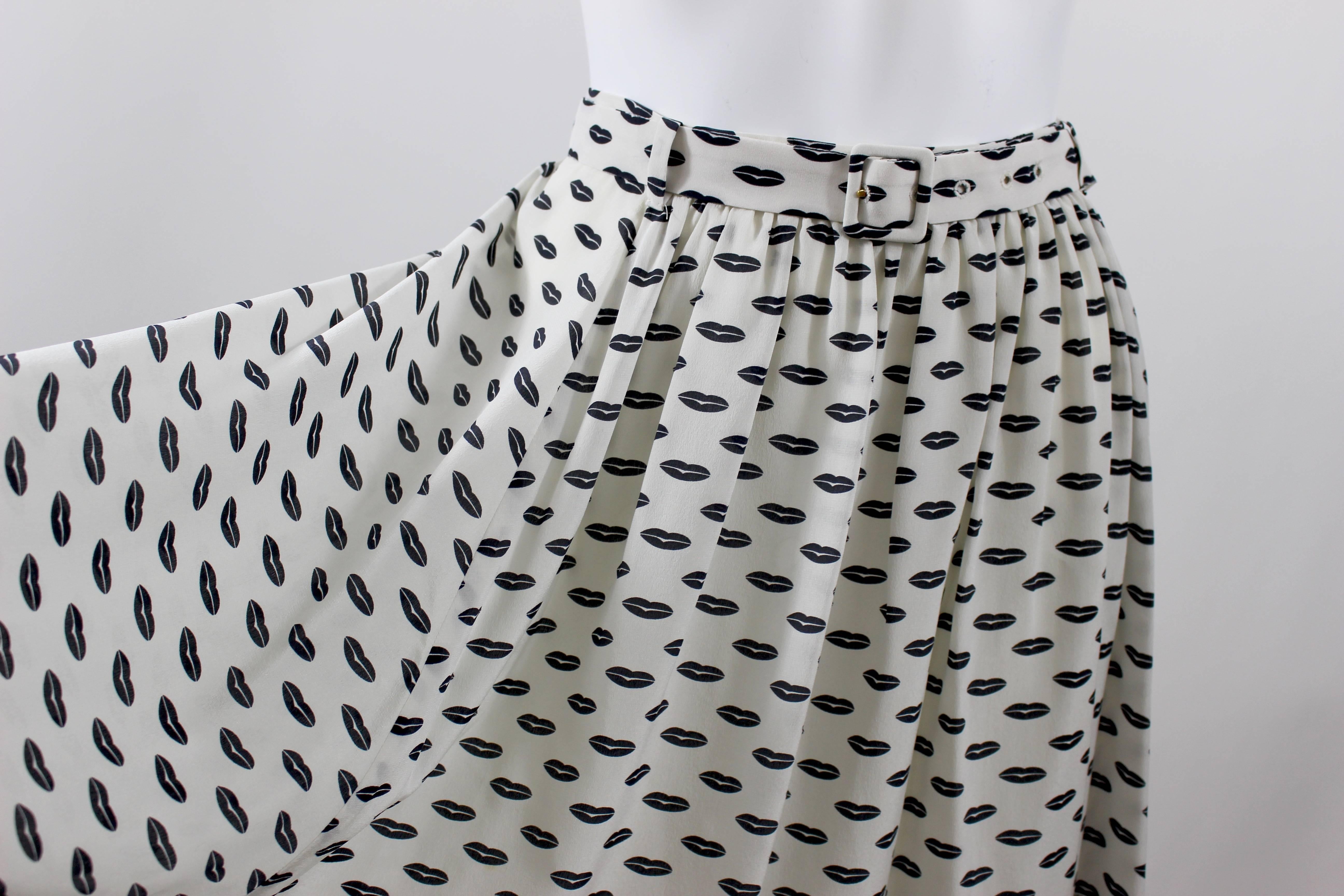 Prada Kissing Lips Resort Collection Silk Skirt, 2012 For Sale at 1stDibs