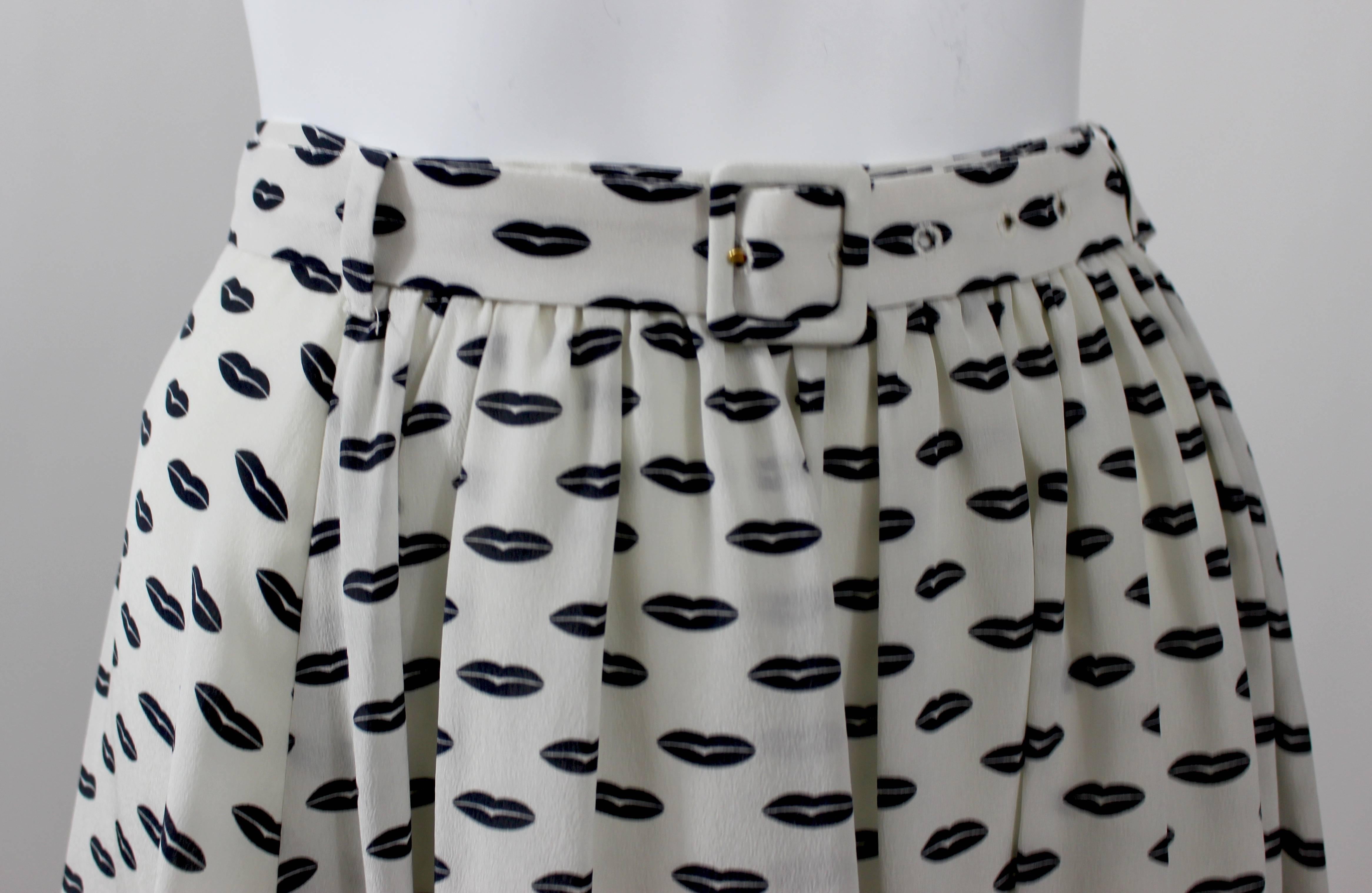 Prada Kissing Lips Resort Collection Silk Skirt, 2012 For Sale 1