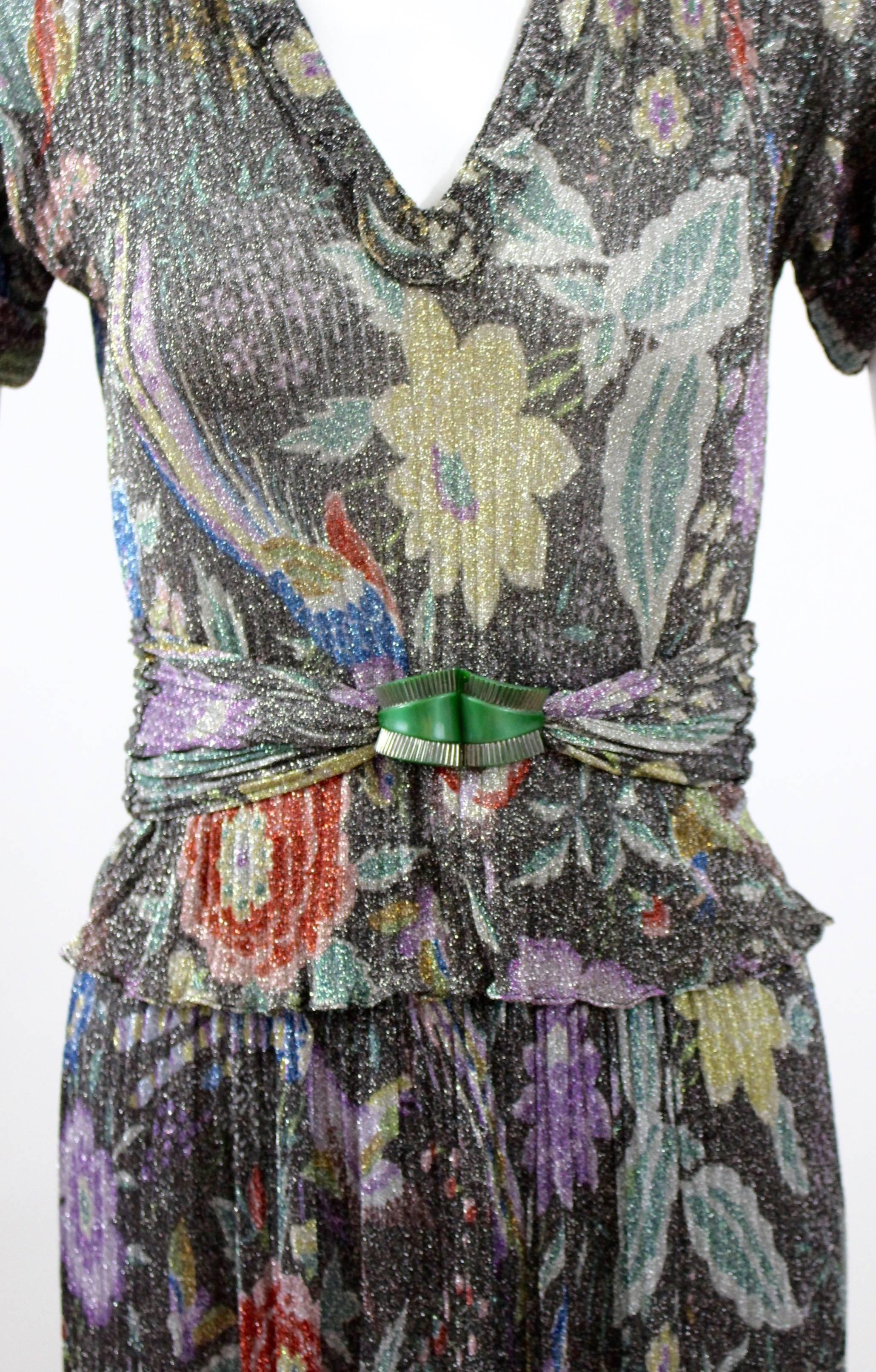 1970s Missoni Metallic Knit Floral & Bird Print Ensemble Rare Documented 1