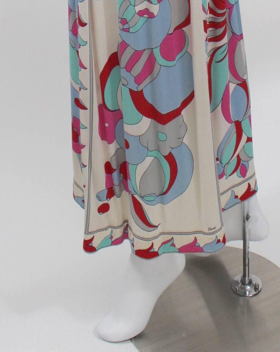 1960s Bessi Silk Jersey Multicolored  Print Maxi Dress 3