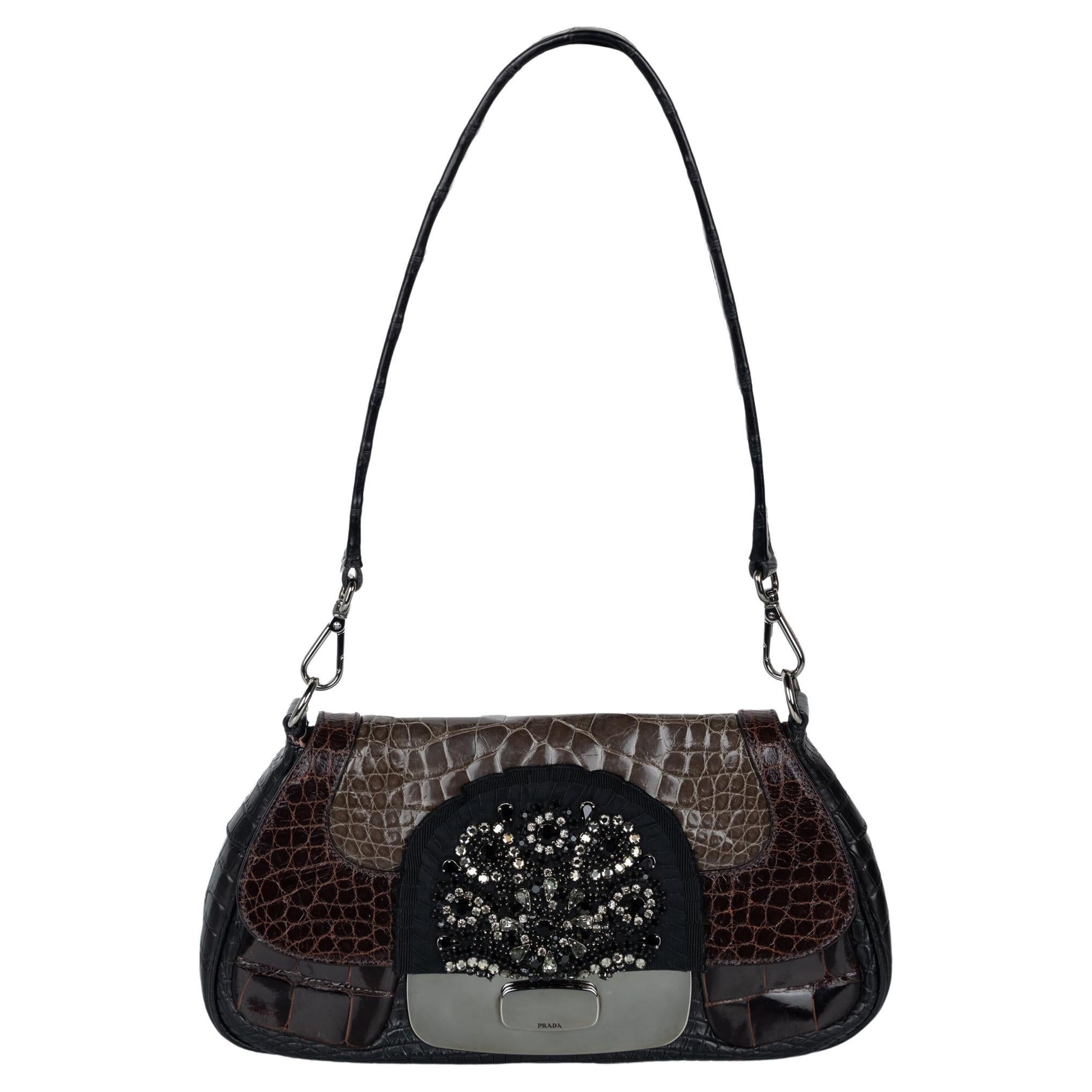 Prada A/I 2004 Borsa in coccodrillo con gioielli in edizione limitata