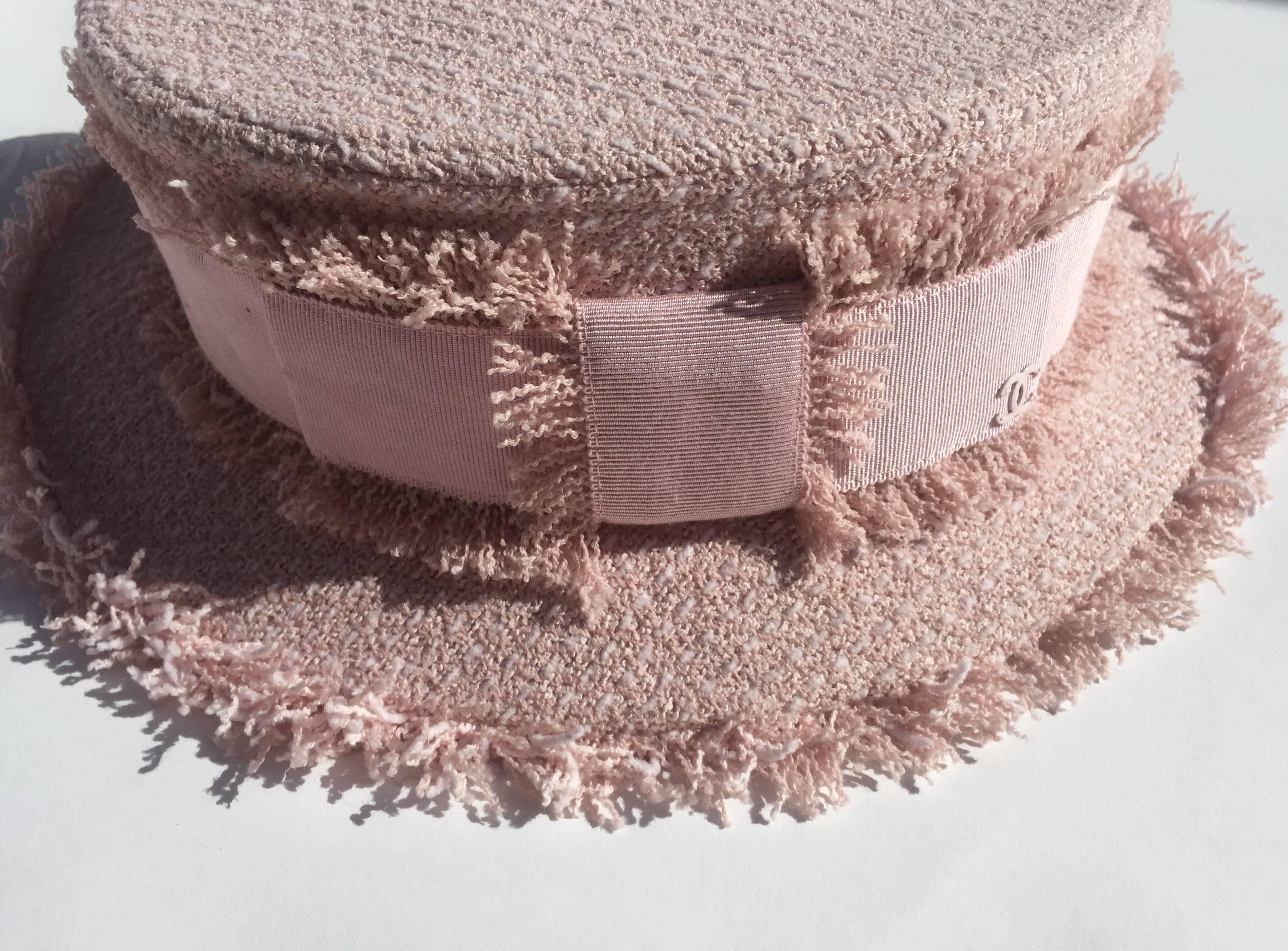 pink tweed hat