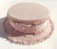 Chanel Pink Tweed Grosgrain Bow Trim  Runway Chapeaux Hat