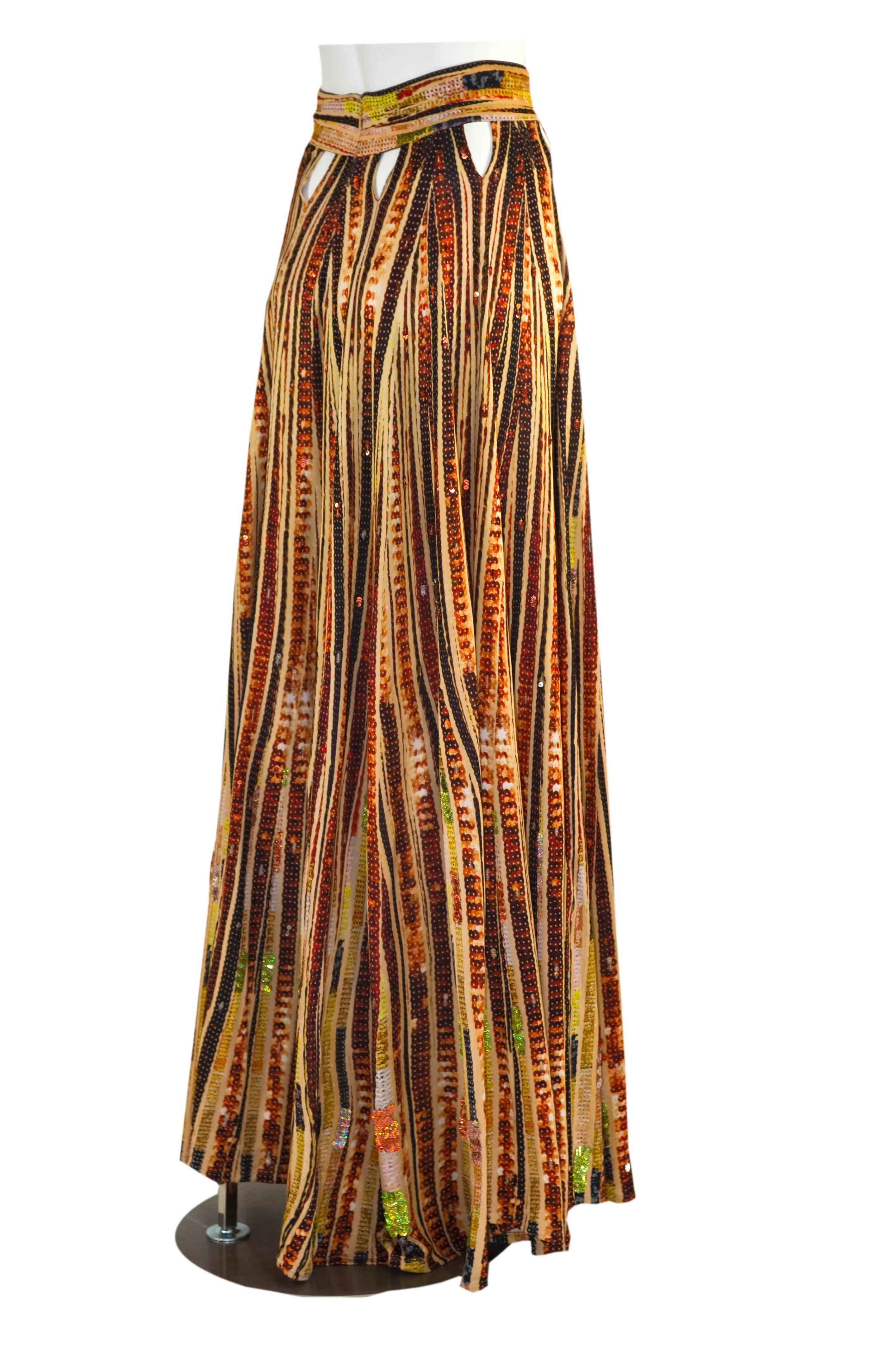 Women's Givenchy Sequin Embellished Cutout Printed Jersey Maxi Skirt Spring 2014