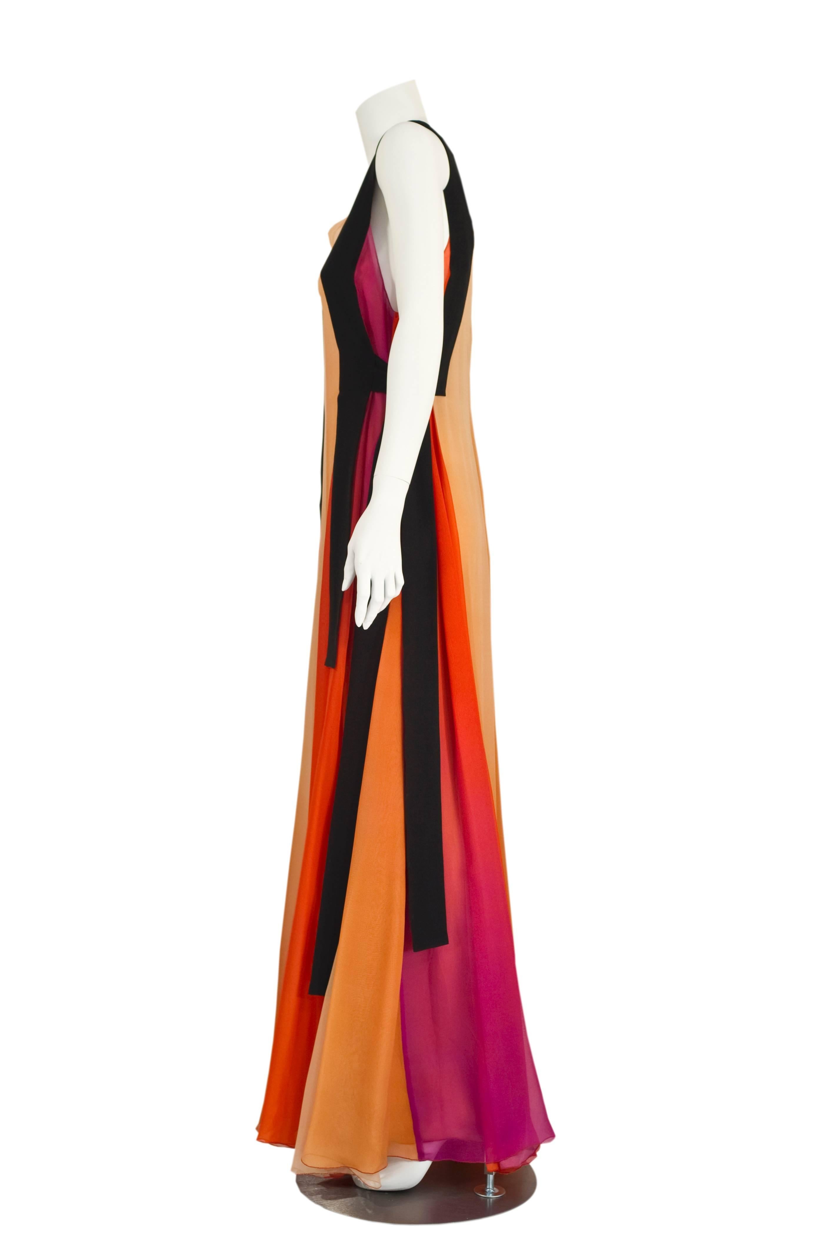 Orange  Sonia Rykiel Spring 2012 Runway Silk Chiffon Gown 