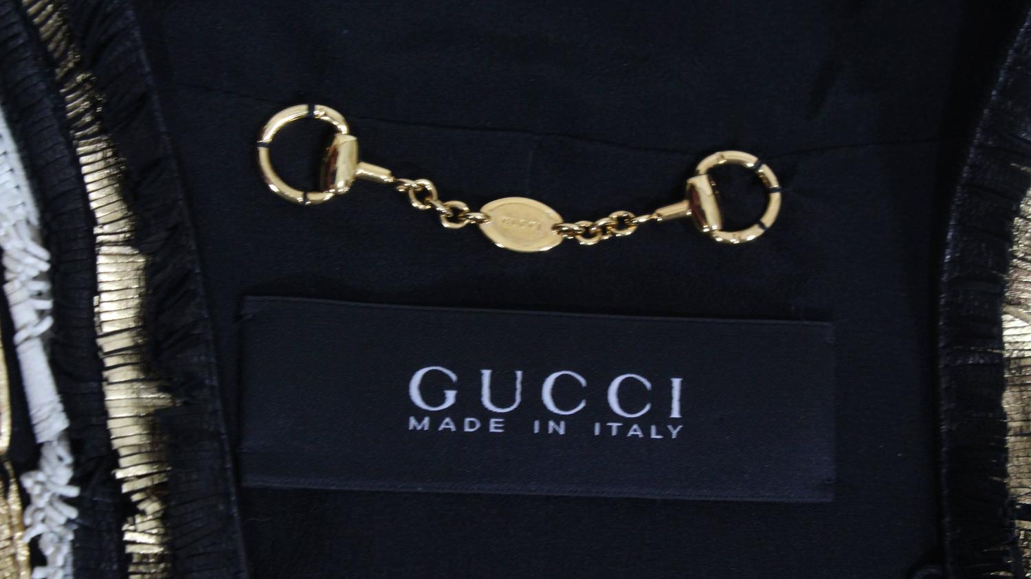 Gucci Spring 2012 Runway Black White Gold Fringe Leather Jacket For ...