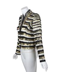 Gucci Spring 2012 Runway Black White Gold Fringe Leather Jacket