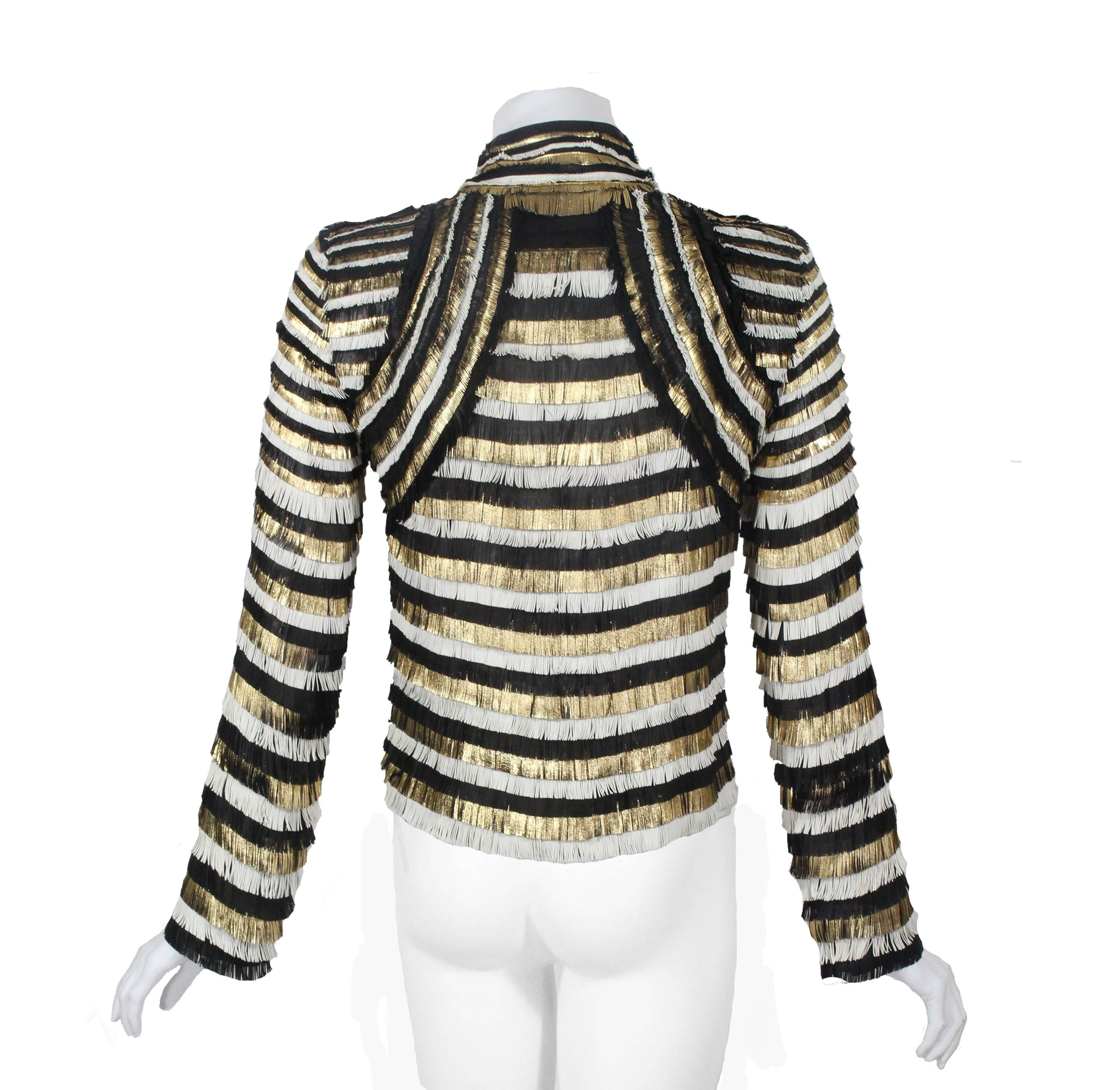 black and gold fringe jacket