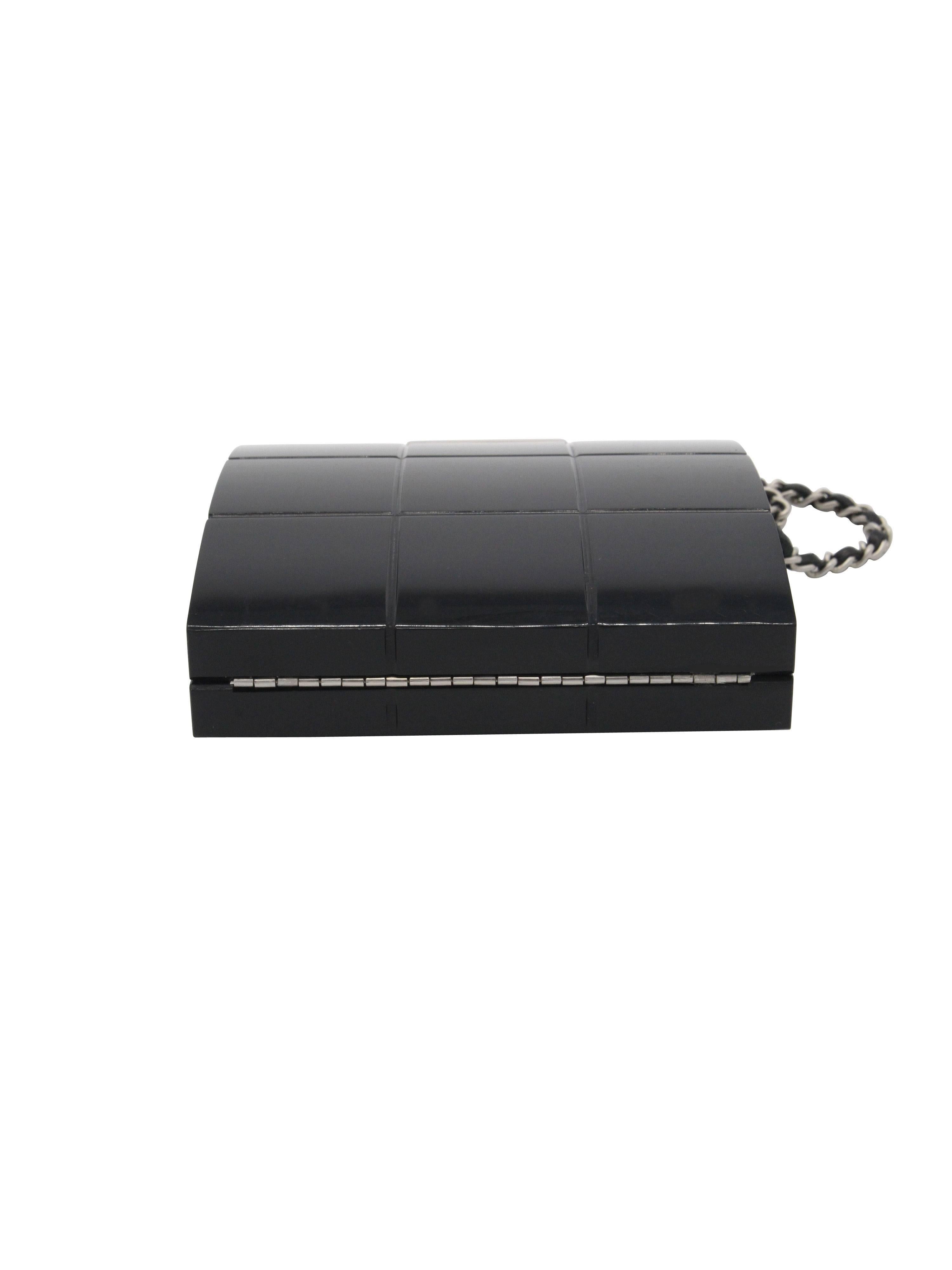 Women's Chanel Black Perspex Lucite Minaudiere Clutch / Chain Wristlet Collectors For Sale