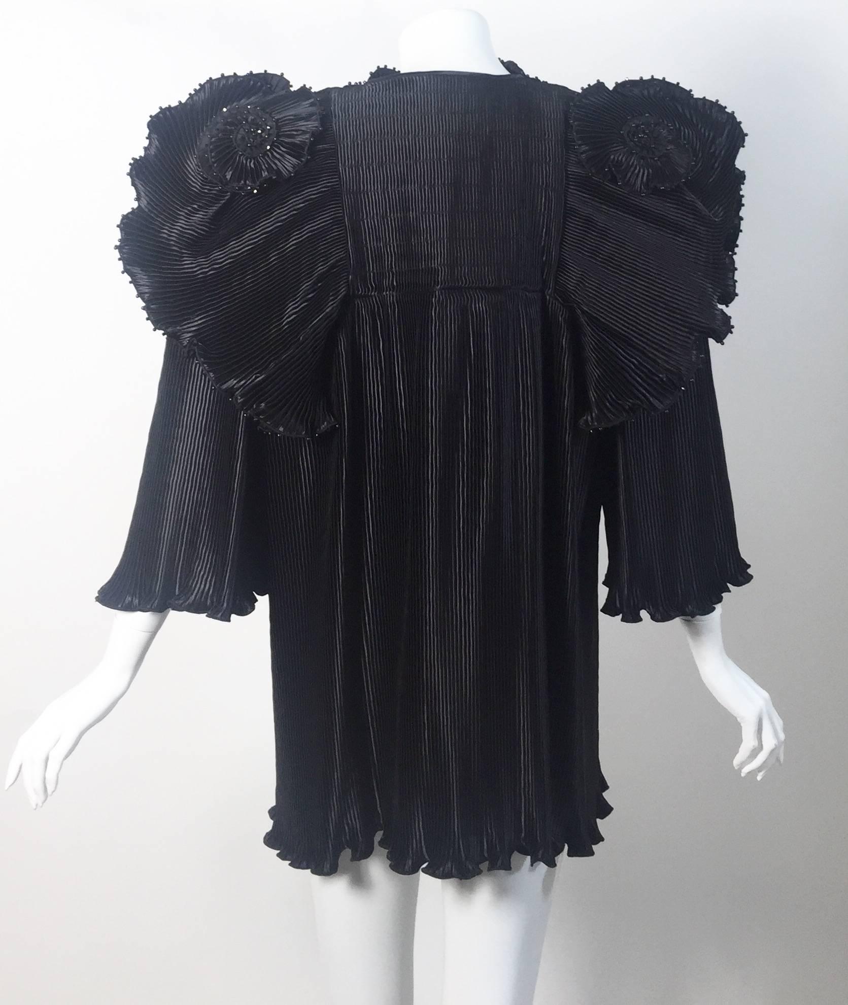 1970s Zandra Rhodes Black Pleated Sculpted Jacket  4