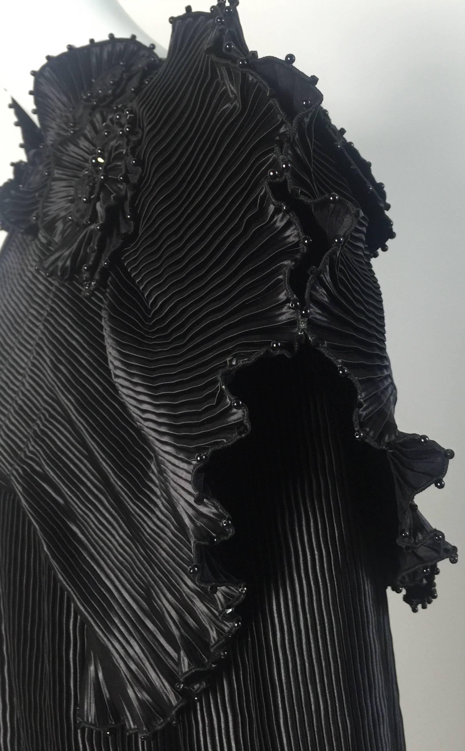 1970s Zandra Rhodes Black Pleated Sculpted Jacket  5