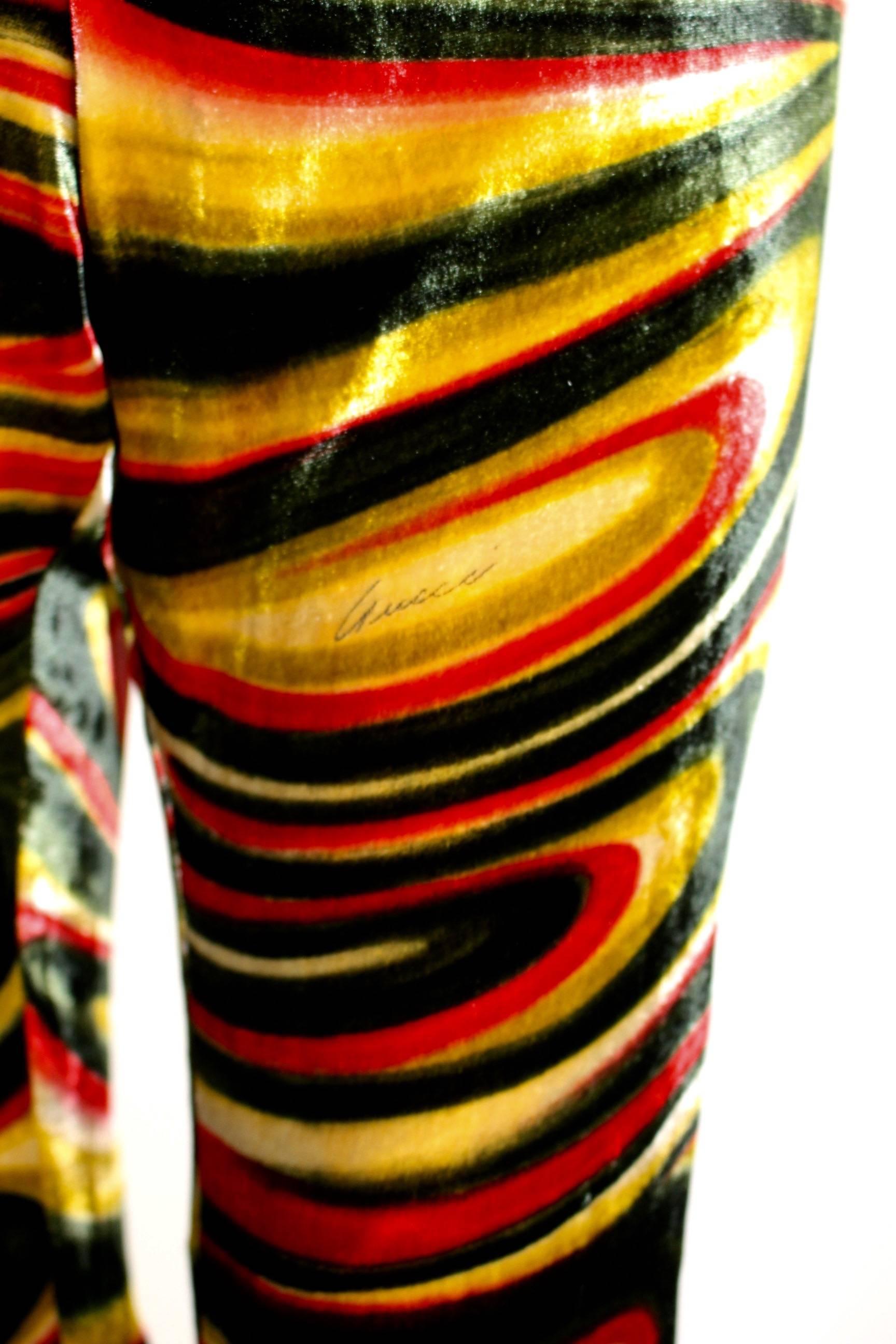 1990s Gucci by Tom Ford  Runway Psychedelic Swirl Silk Velvet Pants Documented In New Condition In Boca Raton, FL