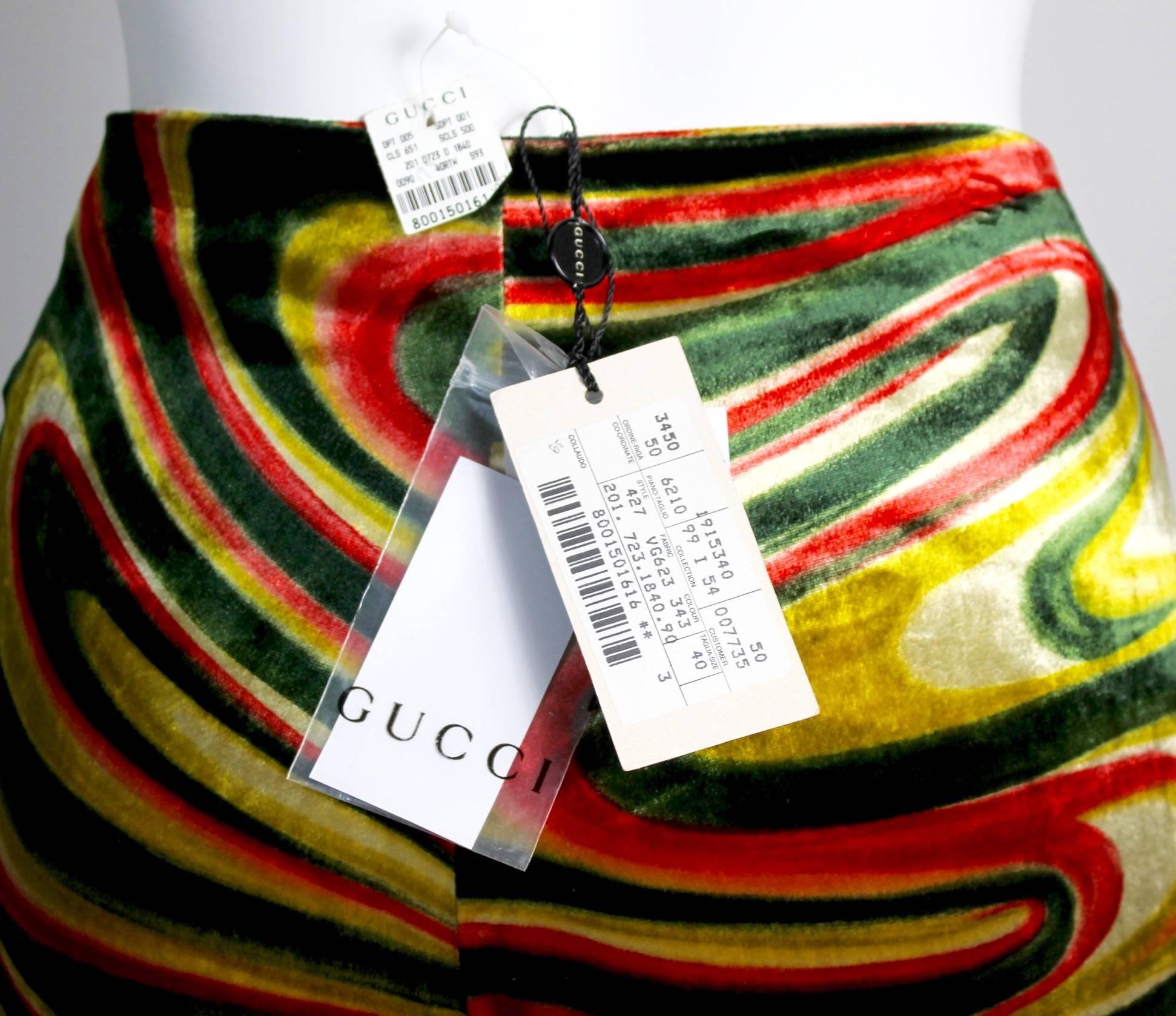 1990er Gucci by Tom Ford Runway Psychedelic Swirl Silk Velvet Pants Dokumentiert Damen