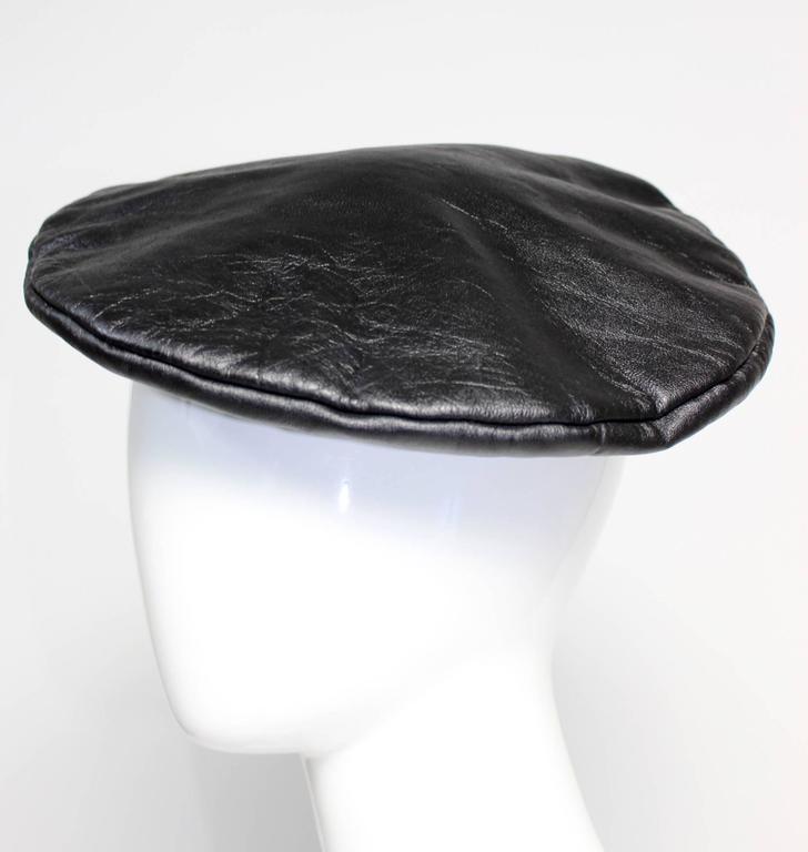 black leather beret
