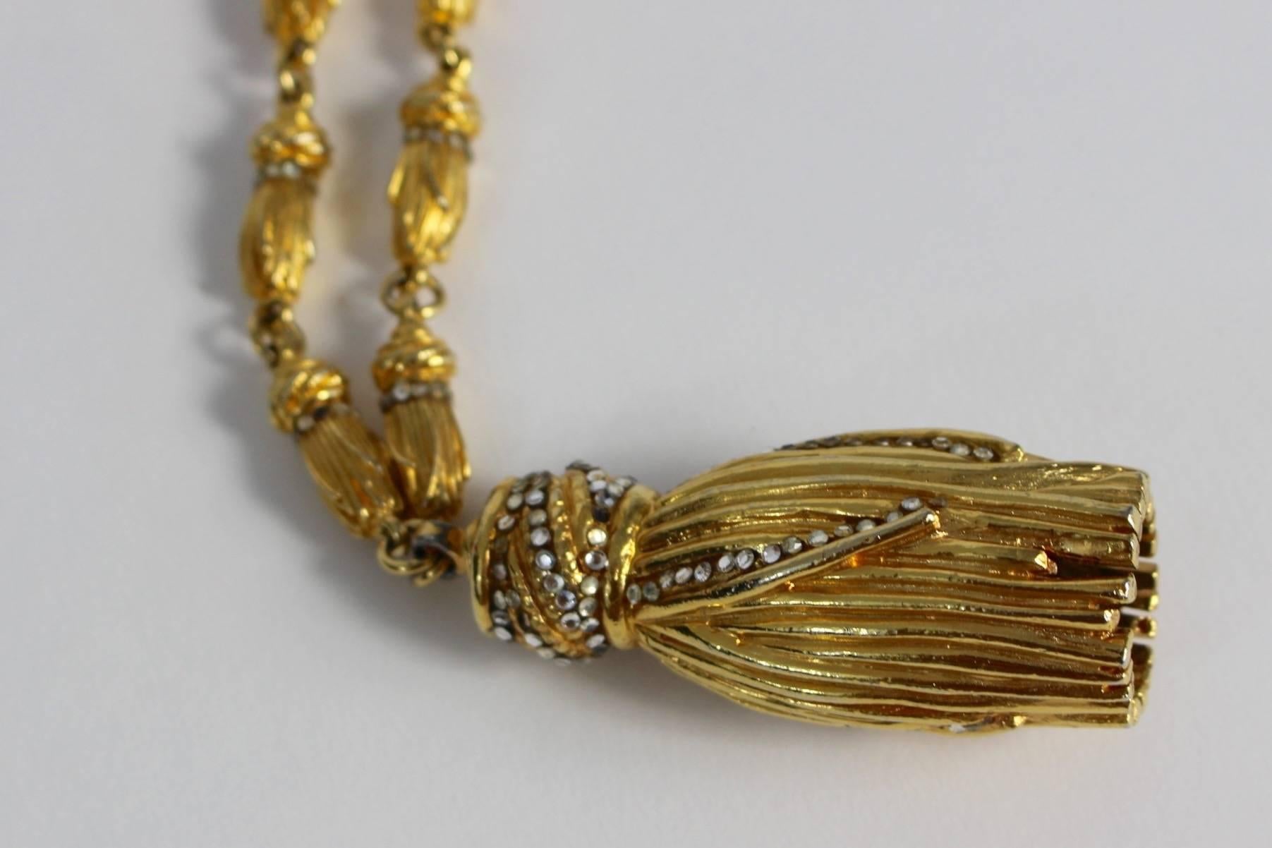Magnificent Vintage Judith Leiber Gold Tassel Necklace Unsigned In Excellent Condition In Boca Raton, FL