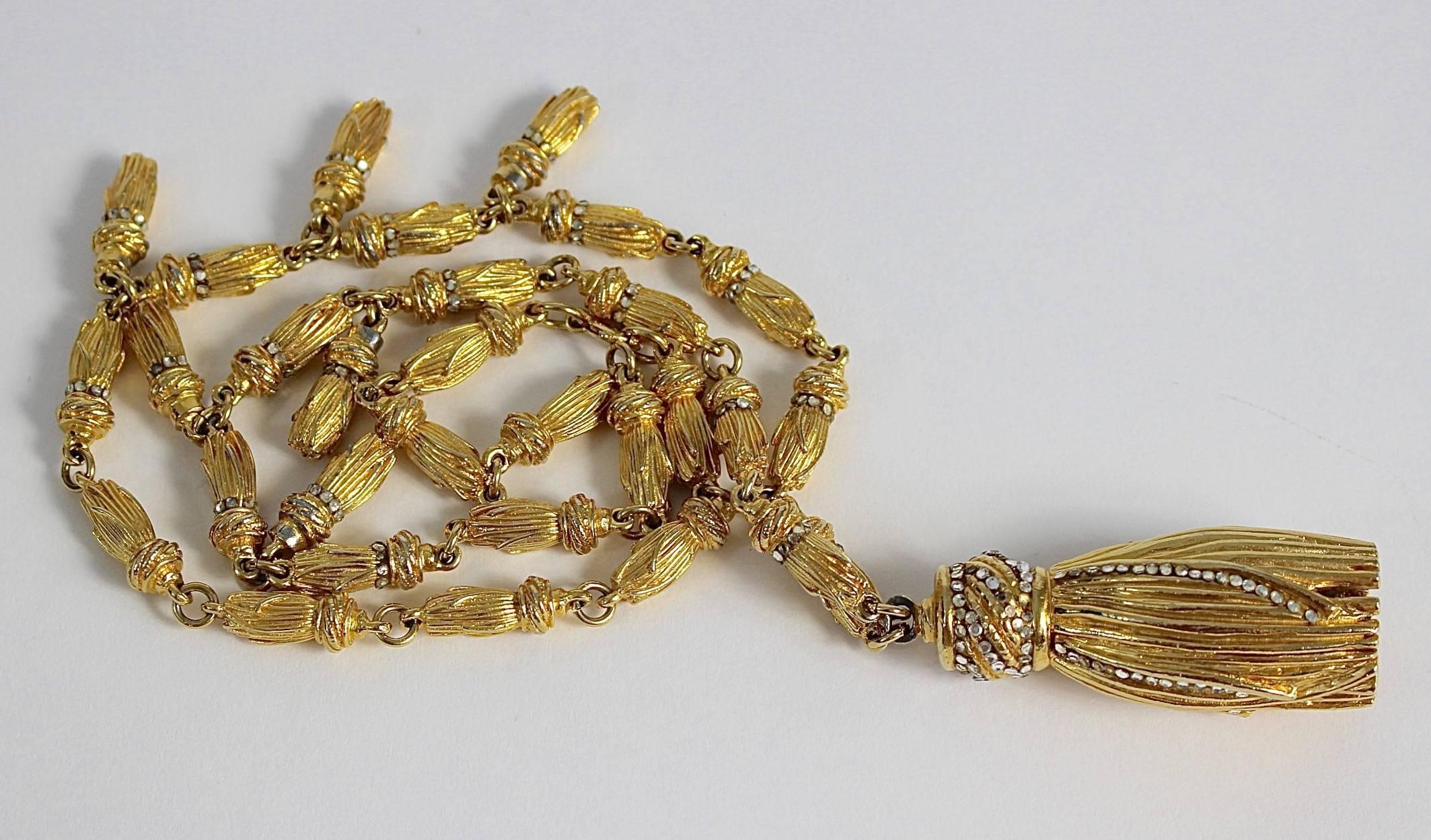 Magnificent Vintage Judith Leiber Gold Tassel Necklace Unsigned 3