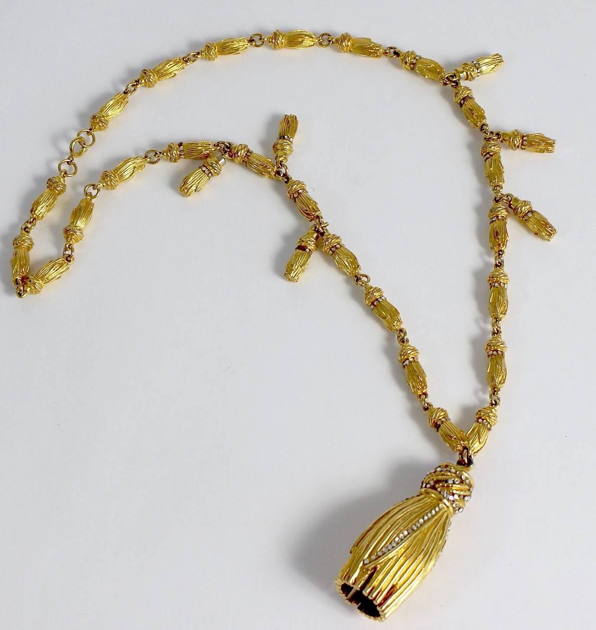 Magnificent Vintage Judith Leiber Gold Tassel Necklace Unsigned 2