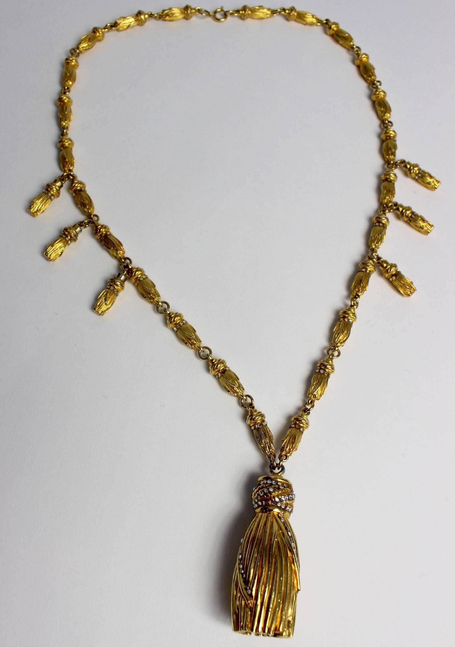 Women's Magnificent Vintage Judith Leiber Gold Tassel Necklace Unsigned