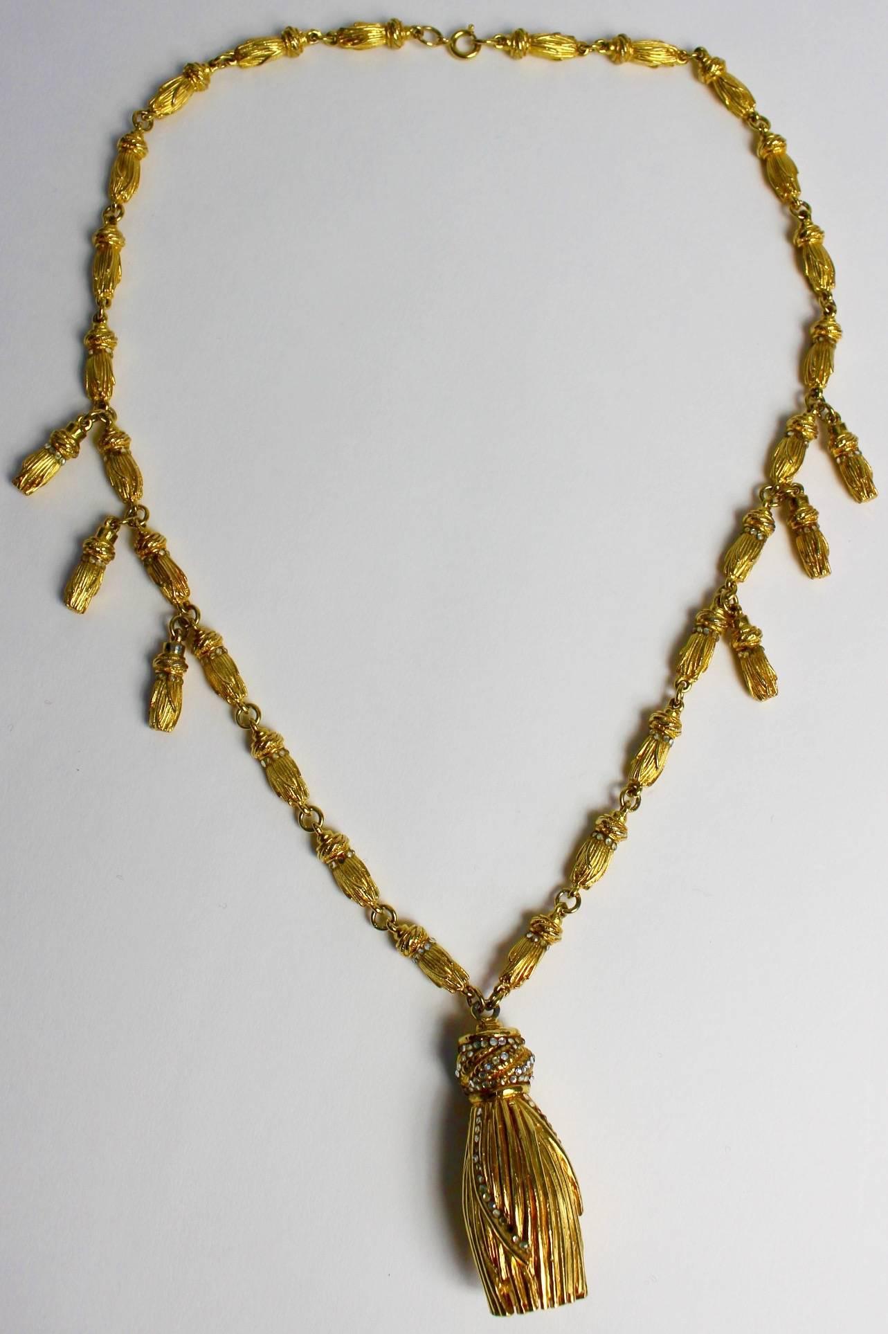 Magnificent Vintage Judith Leiber Gold Tassel Necklace Unsigned 1