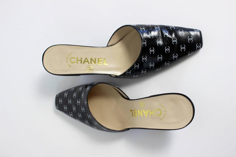 chanel black and white mules