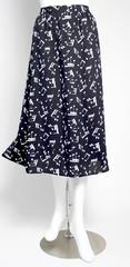 Yves Saint Laurent Documented Crepe Musical Note Print Skirt, 1982