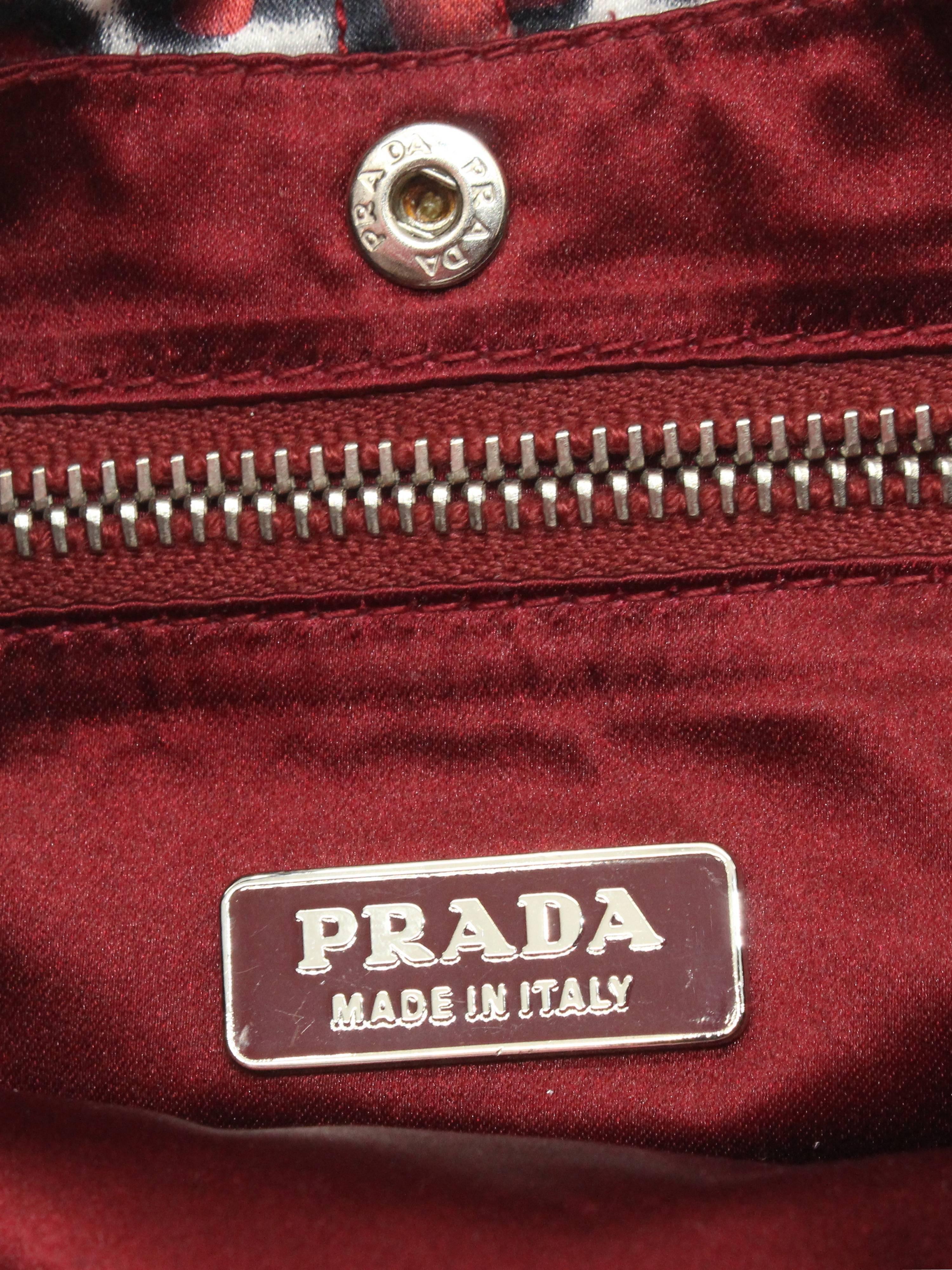 Women's Prada Iconic Heart Print Silk Satin Shoulder Evening Bag Bows Spring 2000