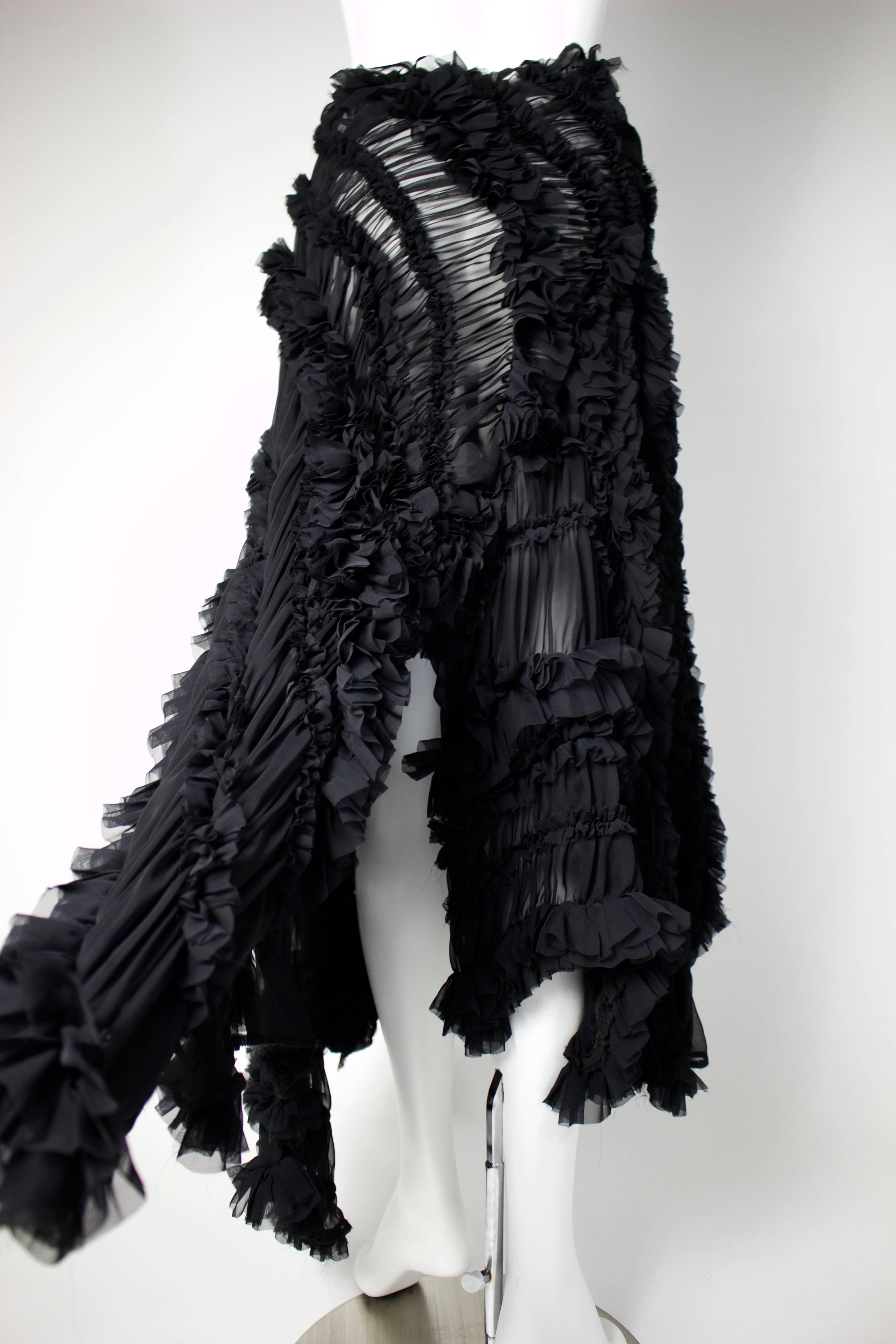 Comme des Garçons 2011 Black Sheer Gathered Long Skirt  1