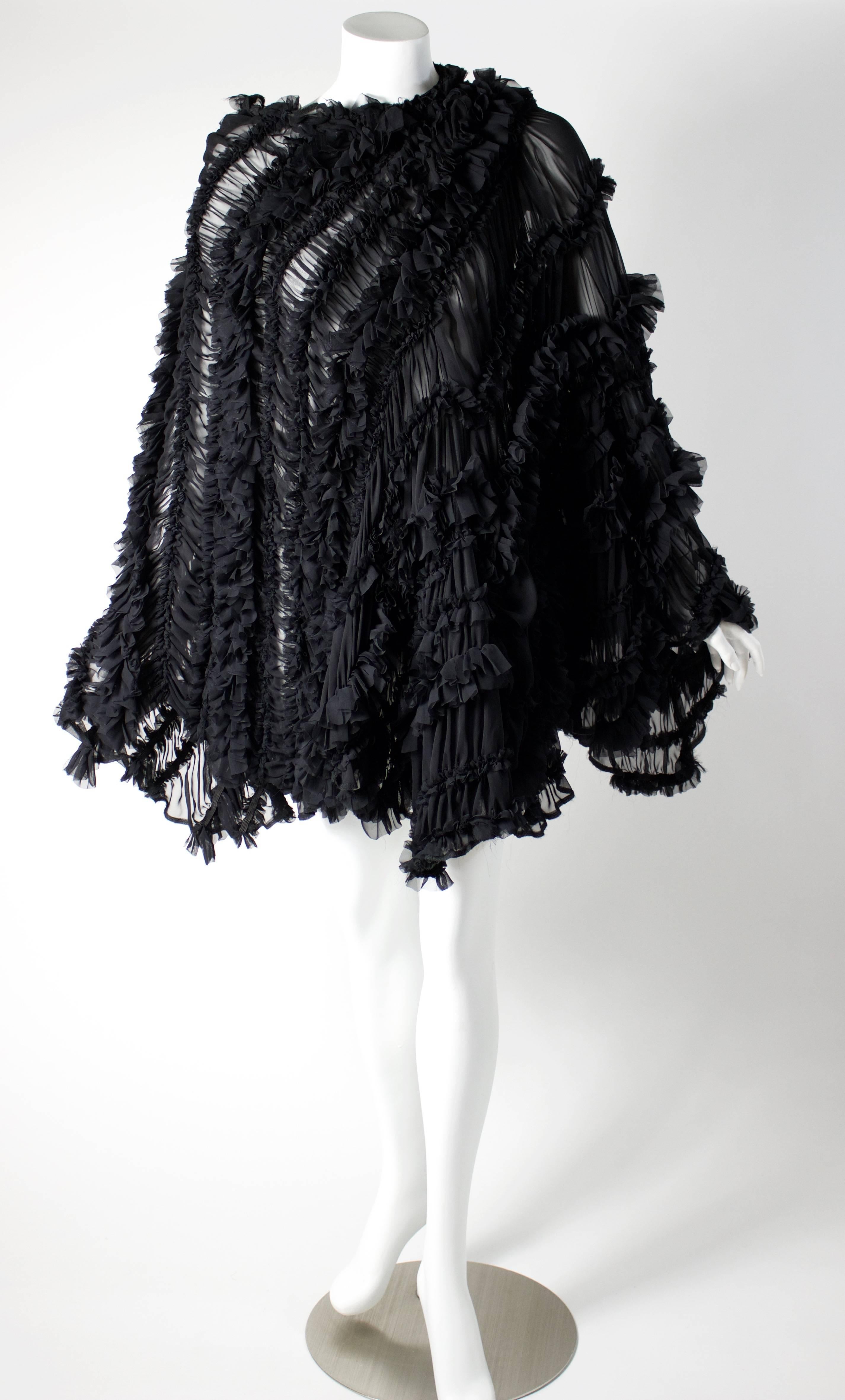 Comme des Garçons 2011 Black Sheer Gathered Long Skirt  4