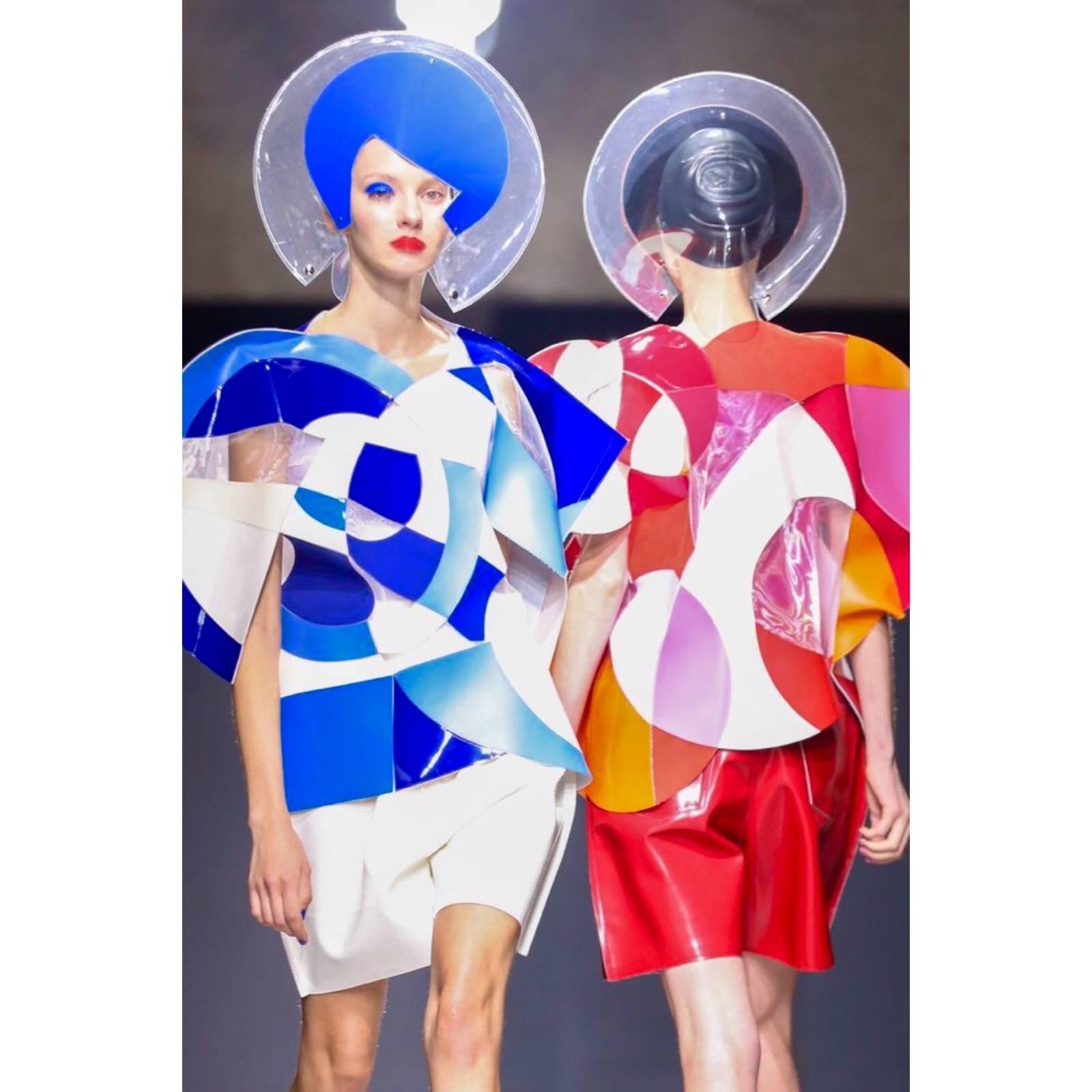 Junya Watanabe Comme des Garçons Runway Blue White Circles Illusion Top, 2015 2