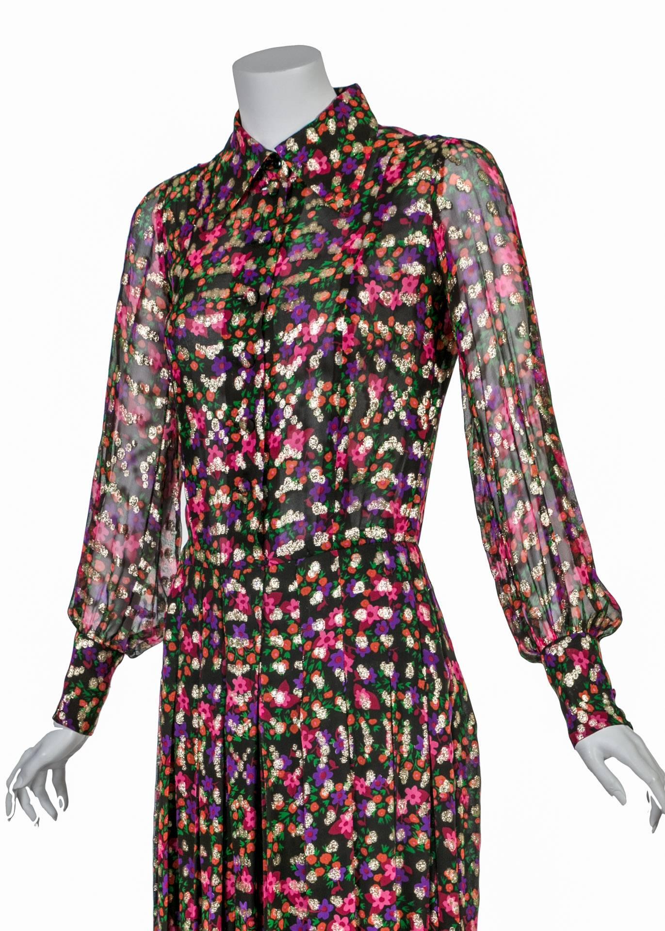 1970s Chanel Haute Couture Vintage Silk Chiffon Dress no 4550  3