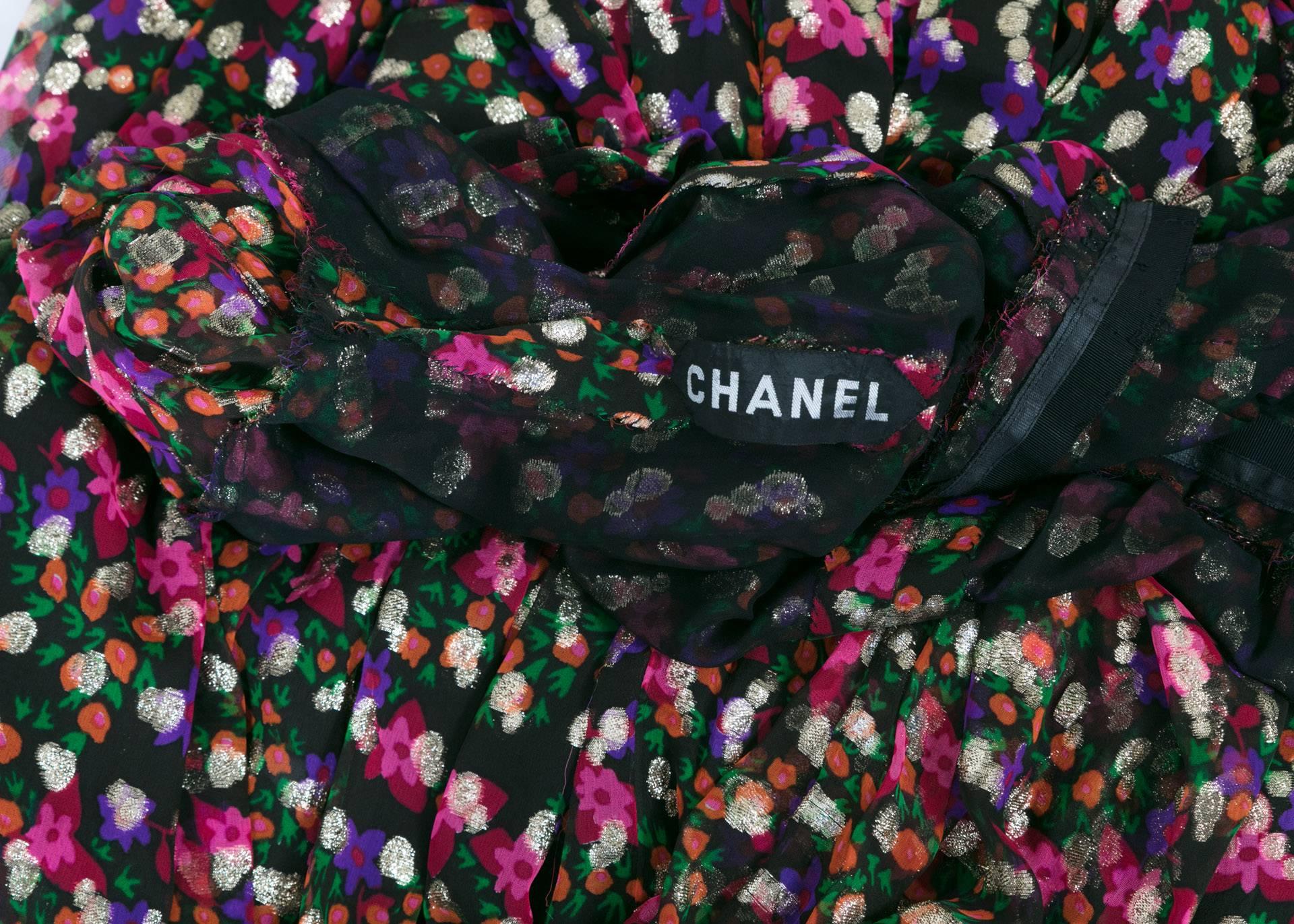 1970s Chanel Haute Couture Vintage Silk Chiffon Dress no 4550 4