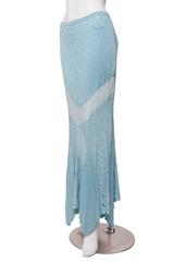 Christian Dior by Galliano Powder Blue Knit Lace Silk Inset Mermaid Skirt