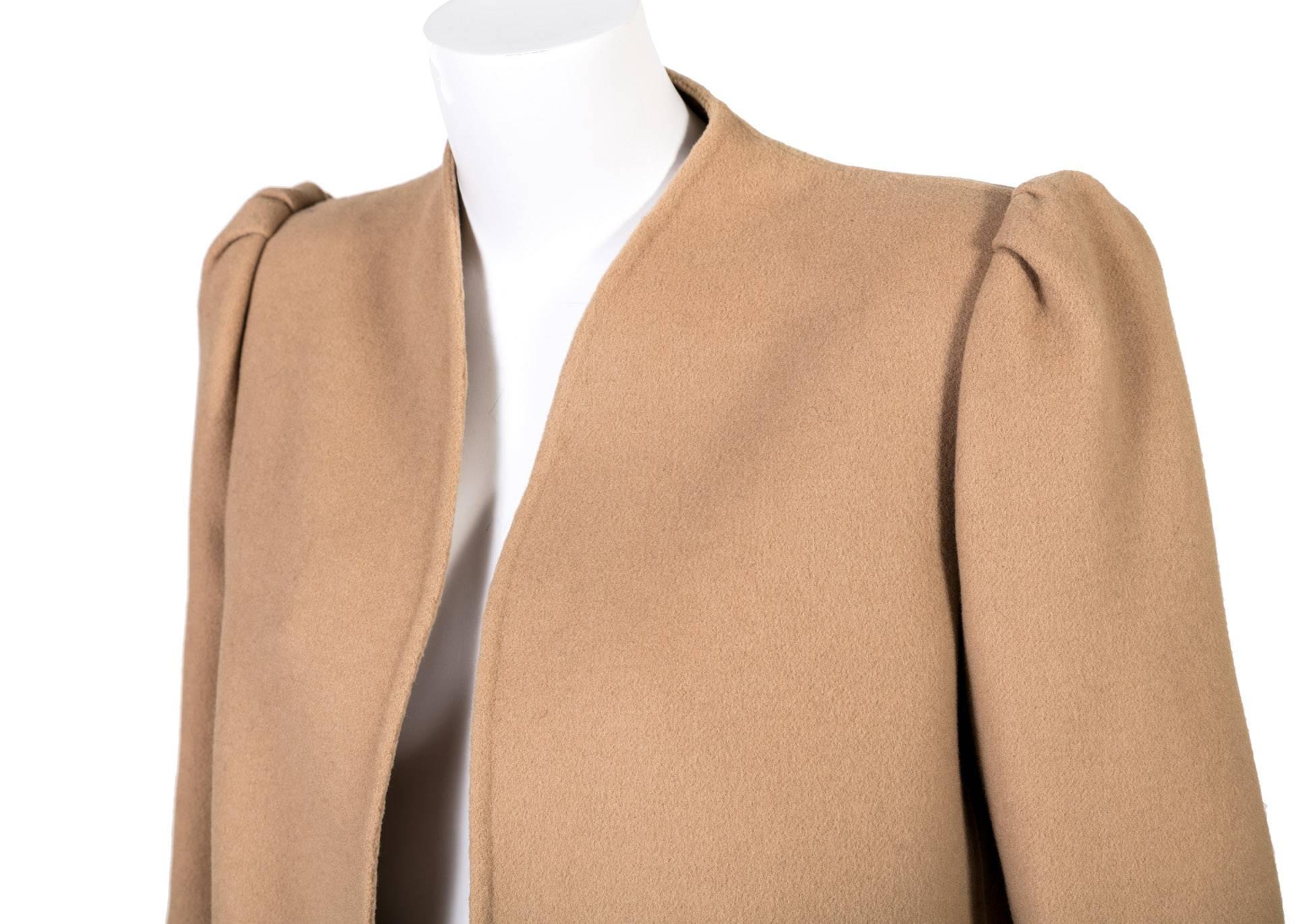 Brown 1960s Tiziani Roma By Karl Lagerfeld Tailored Wool/Cashmere Camel Jacket Coat
