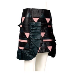 Mini-jupe en cuir d'agneau à motif patchwork géométrique Marni, collection pré-automne 2016